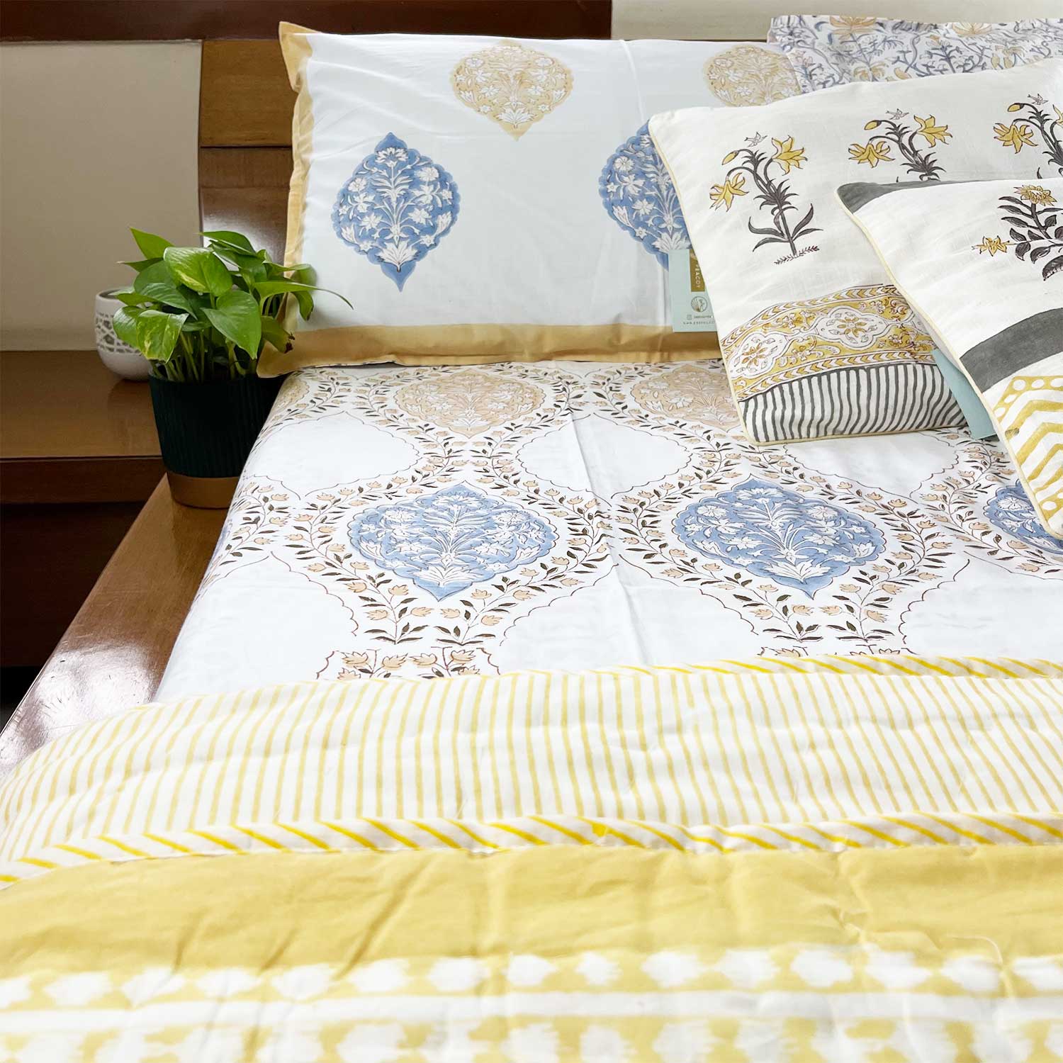 Grey and Brown color Bedsheet