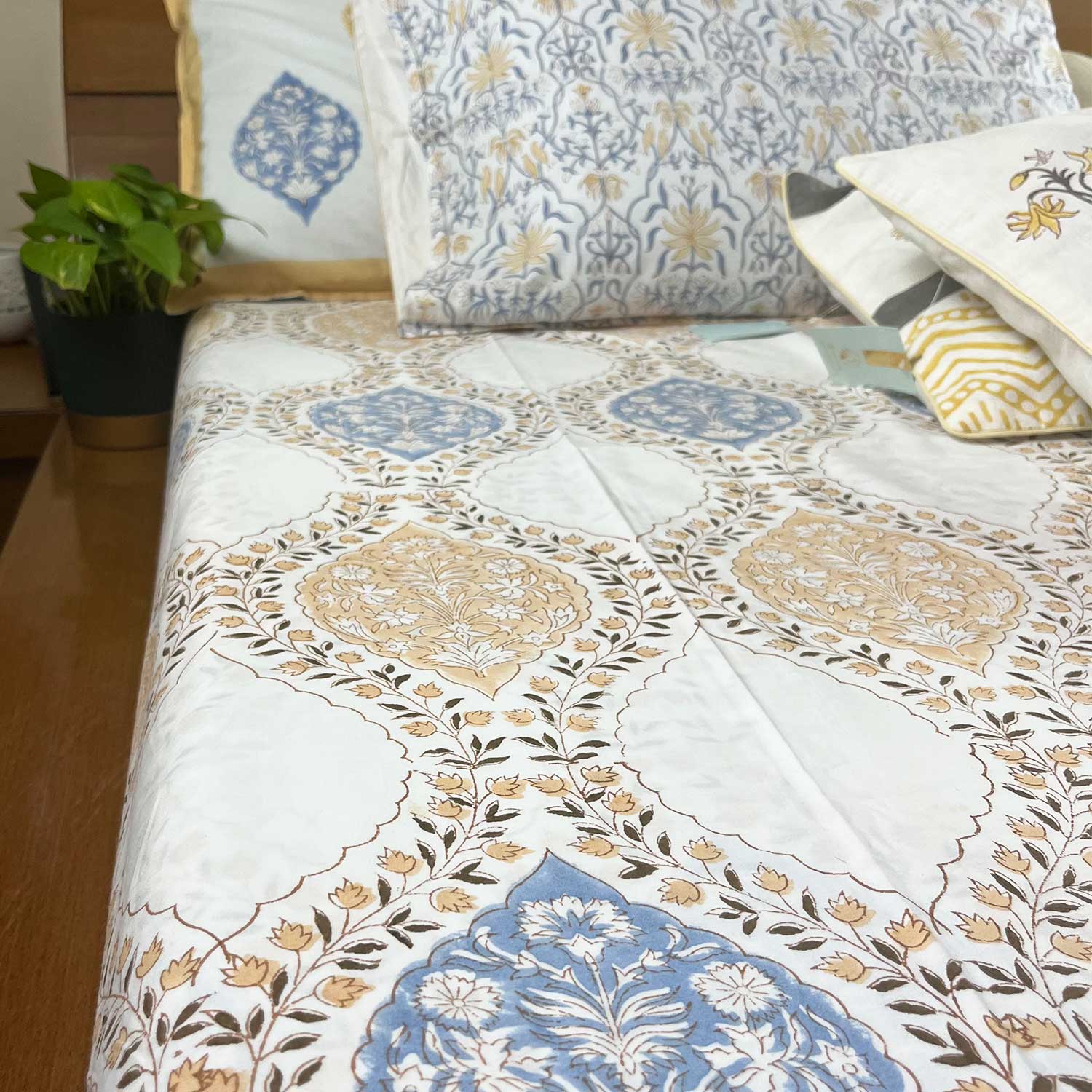 Grey and Brown color Bedsheet