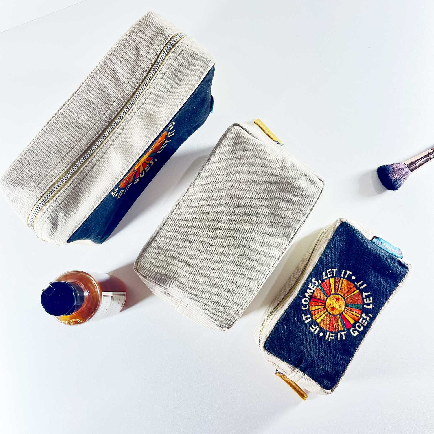 Black Modern Sun Utility Pouches Set of 3