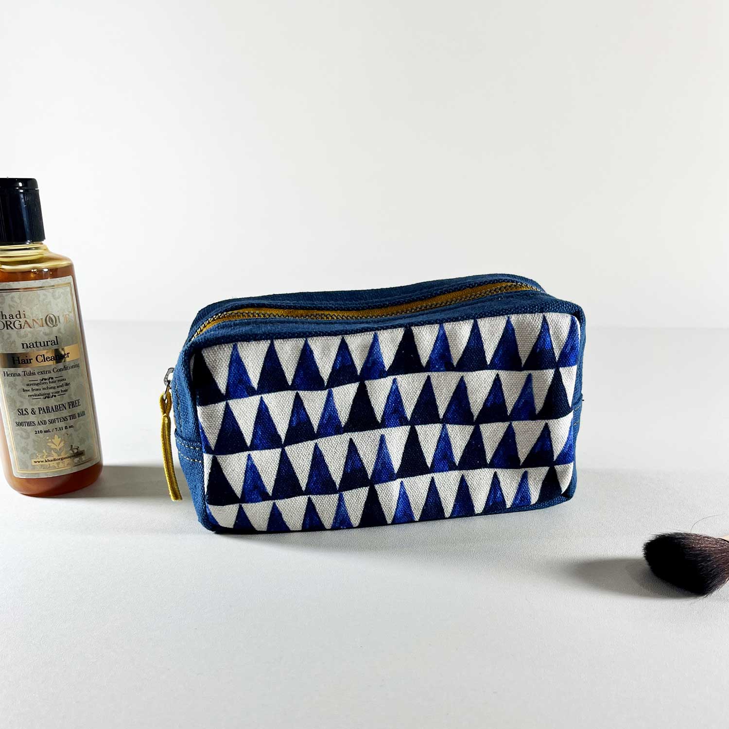 Abstract Triangles Blue Utility Pouches Set of 3