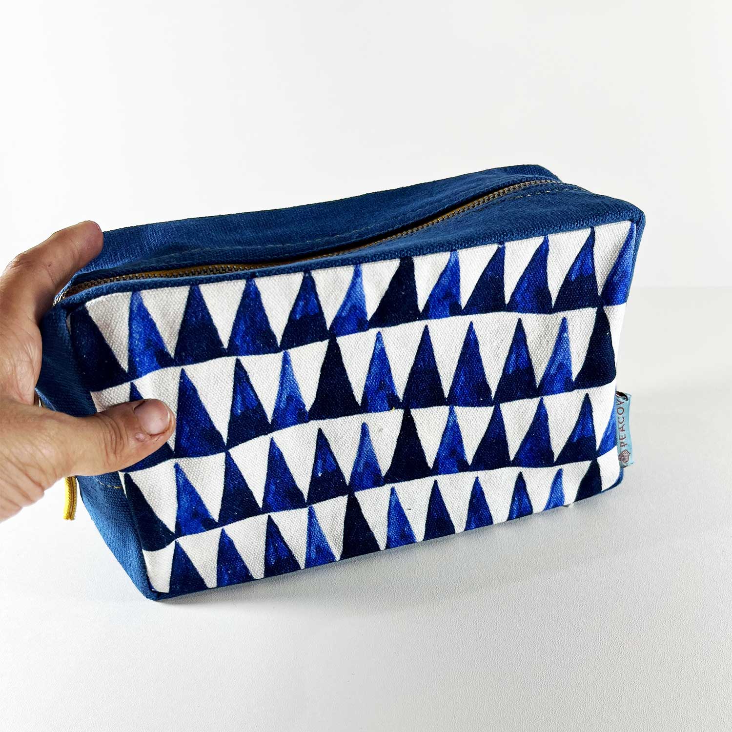 Abstract Triangles Blue Utility Pouches Set of 3