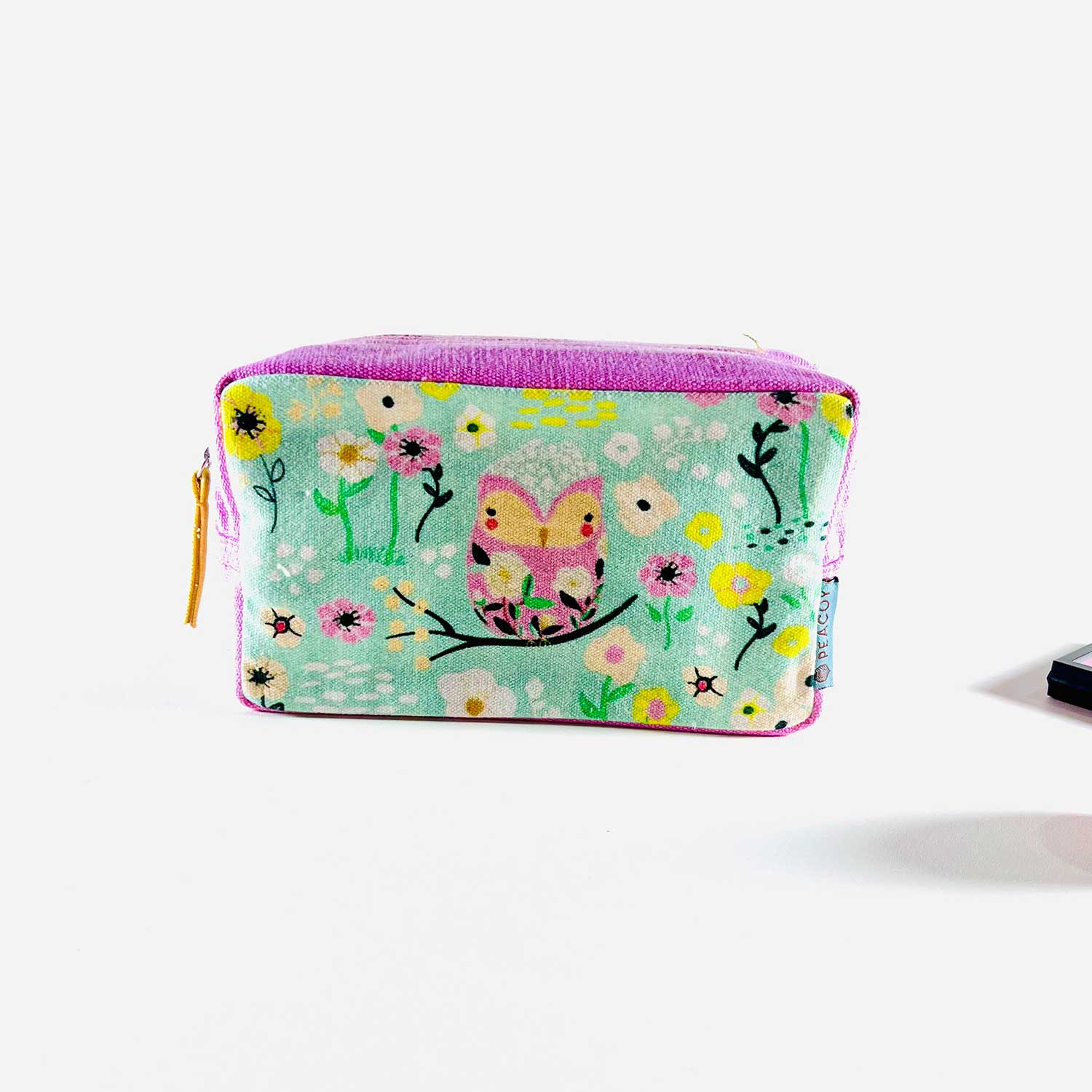 Blue Pink Owl  Utility Pouches Set of 3