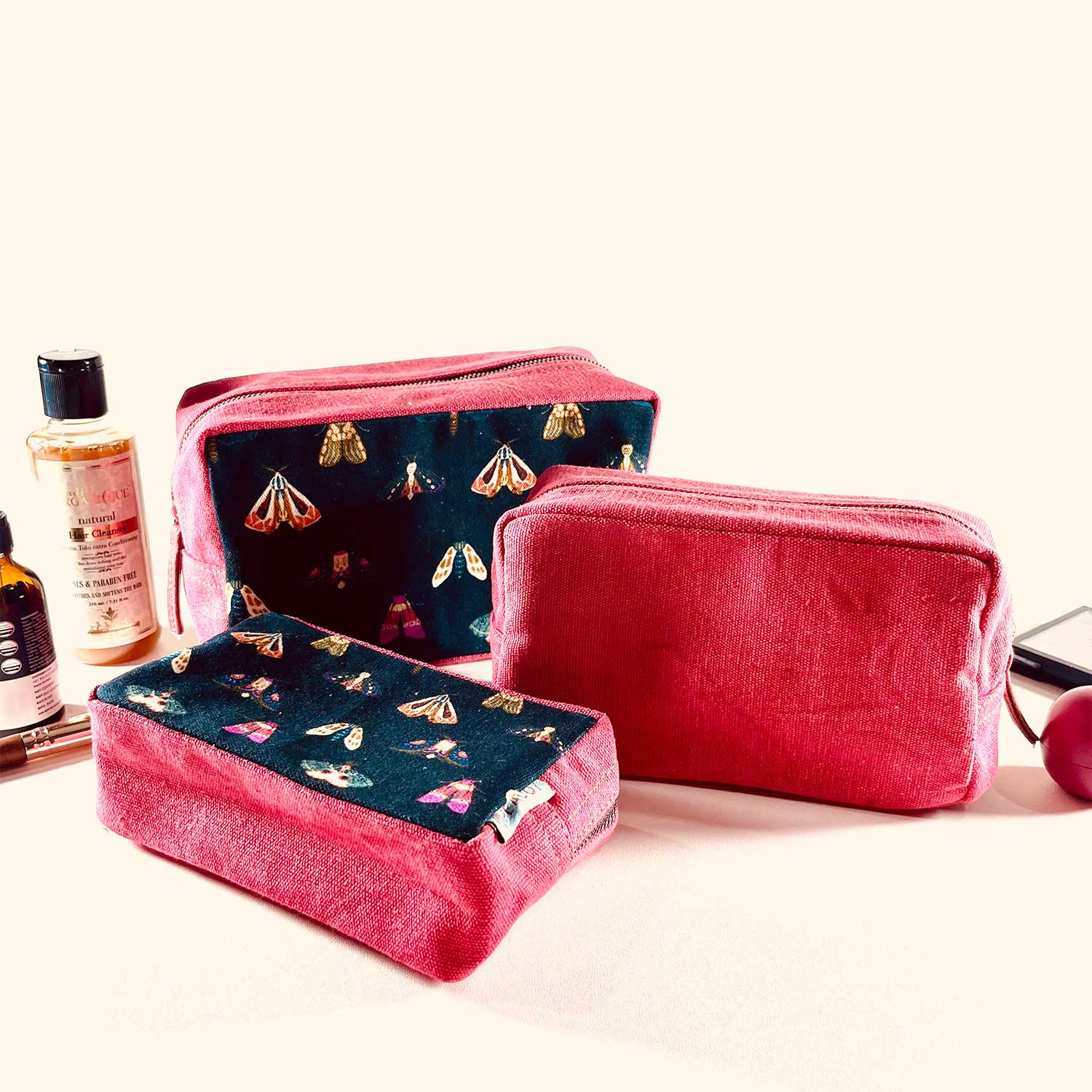 Butterfly black Utility  Pouches set of 3 Pouches