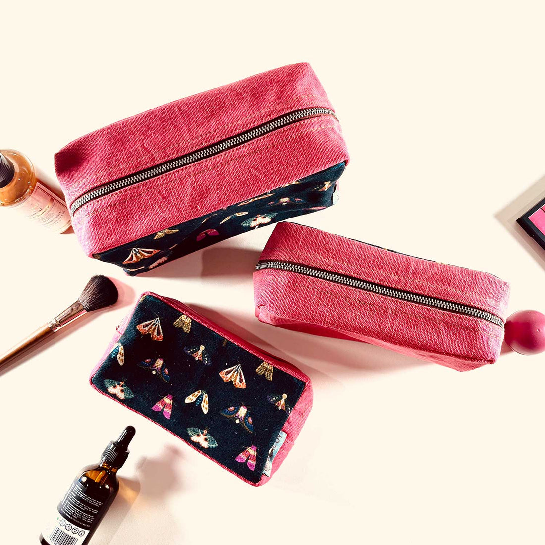 Butterfly black Utility  Pouches set of 3 Pouches