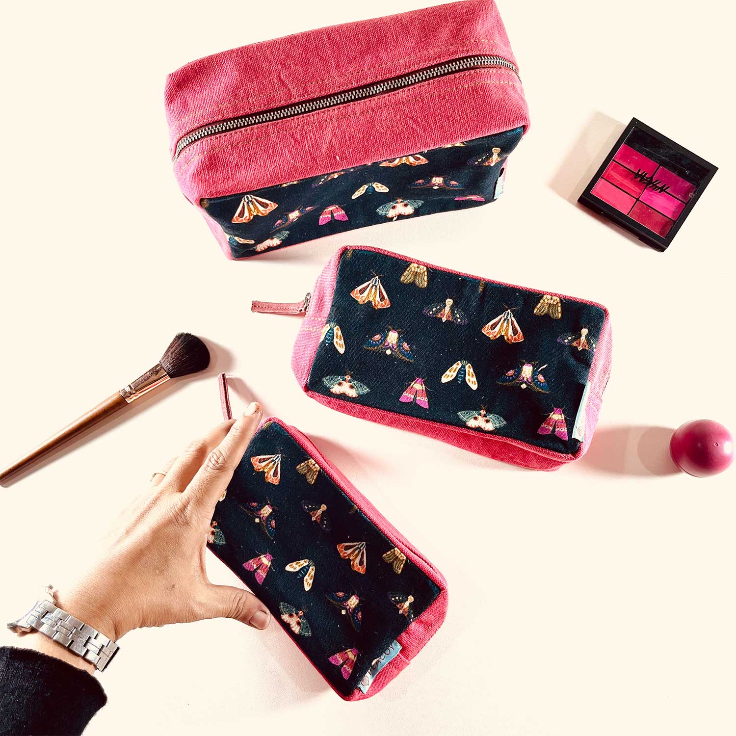 Butterfly black Utility  Pouches set of 3 Pouches