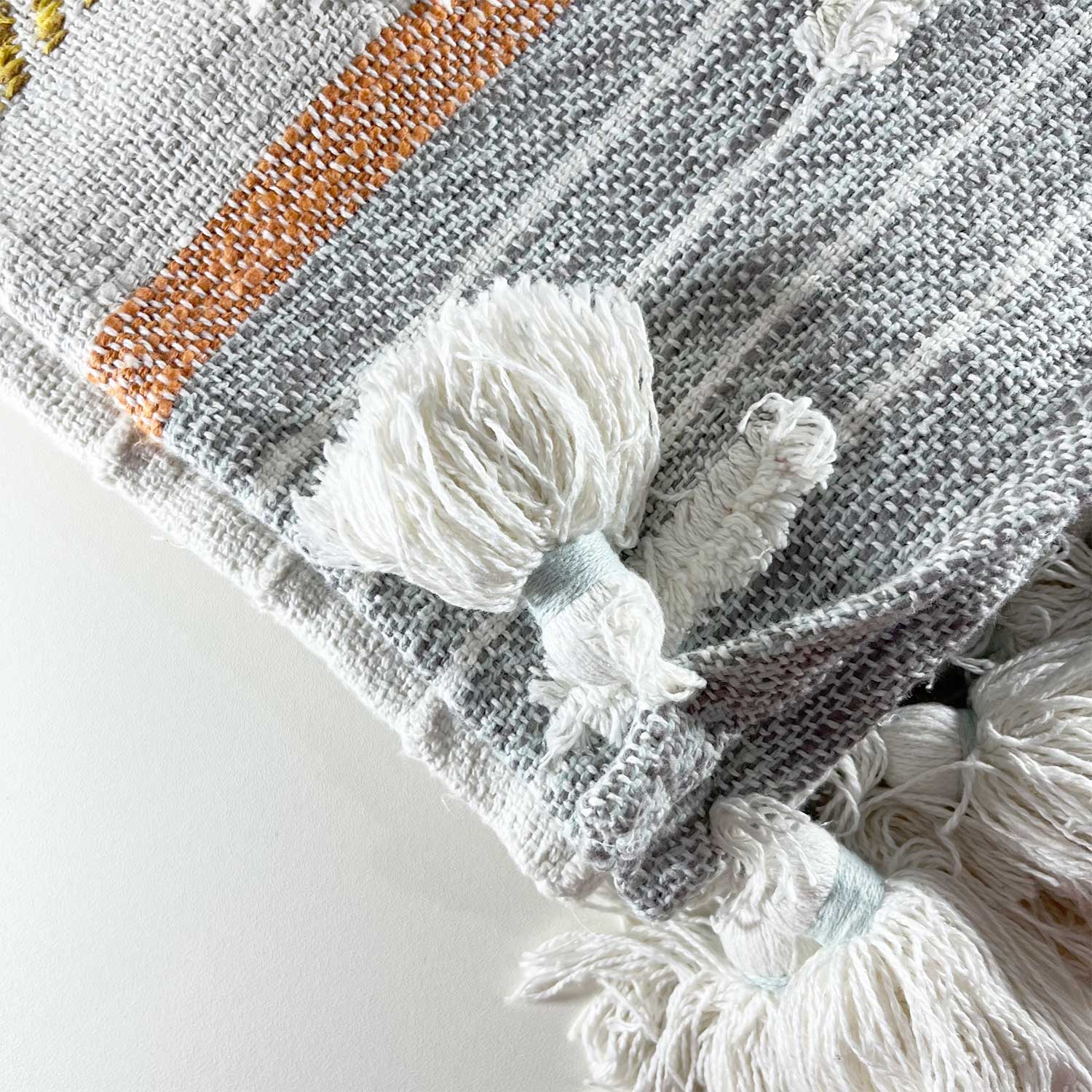 White Cotton Throw with Tassels 60 inches x 50 inches