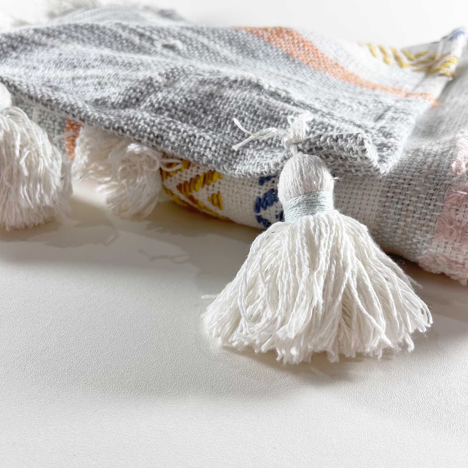 White Cotton Throw with Tassels 60 inches x 50 inches