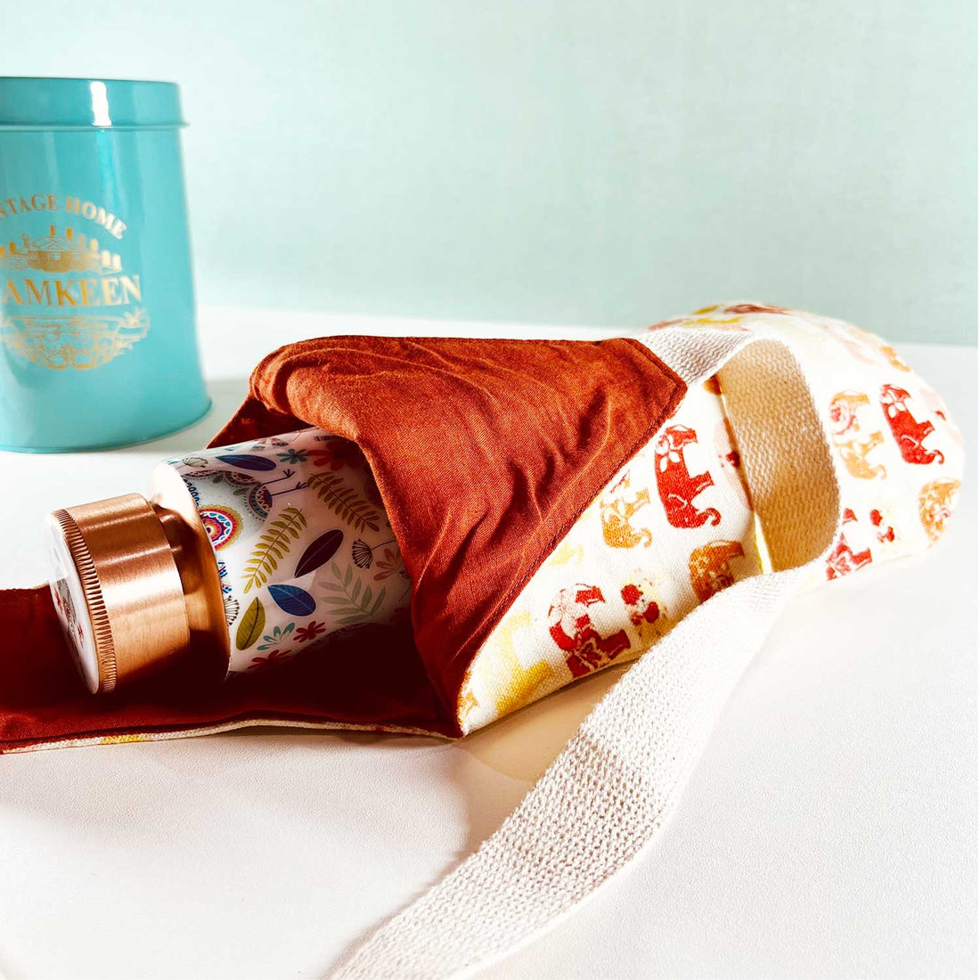 Cute Elephant Block Print Bottle Cover