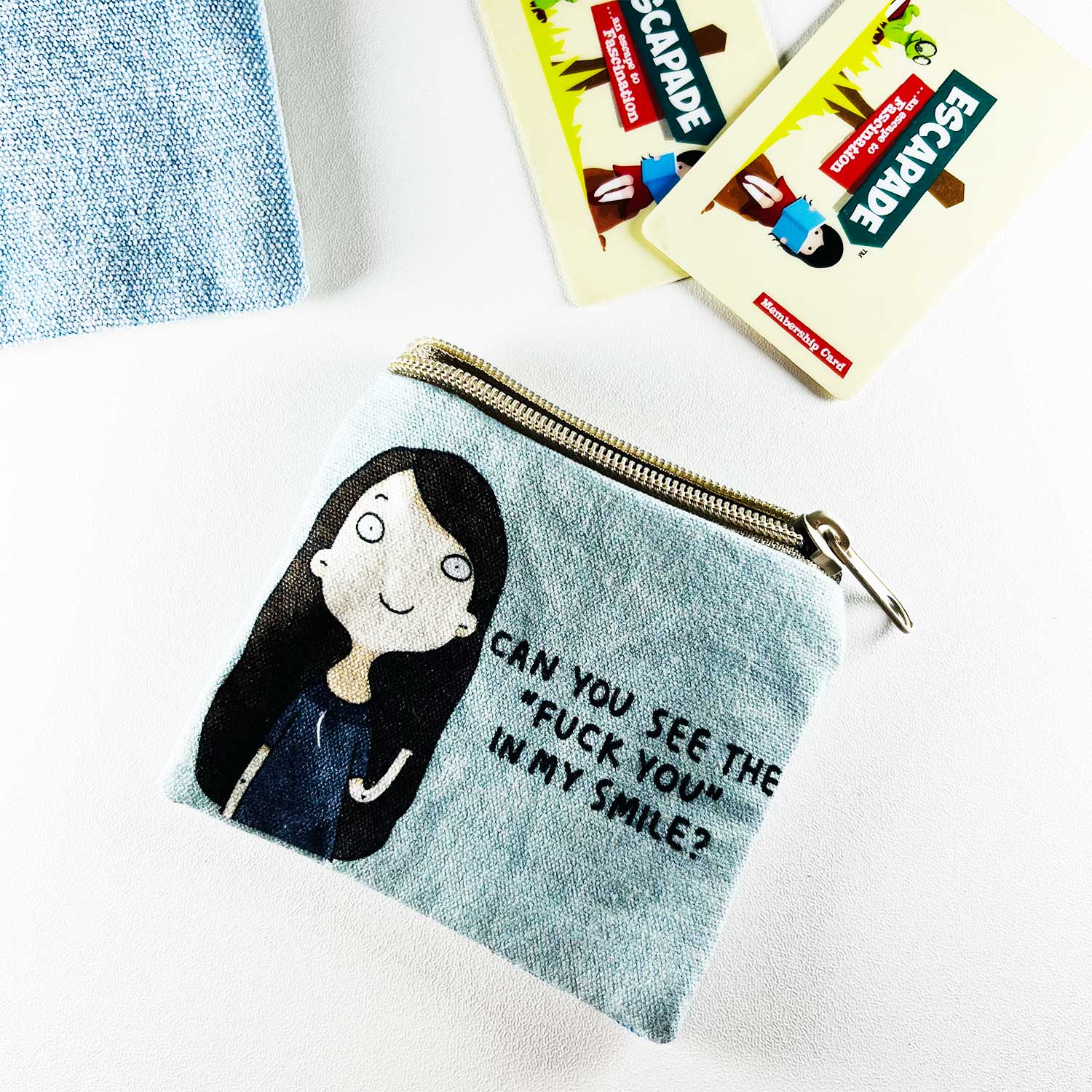 Sky Blue Modern Utility Pouch 4 inches x 4 inches