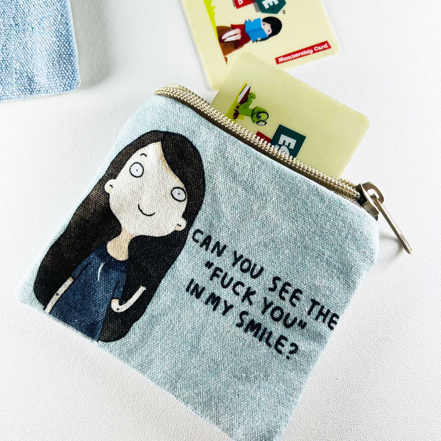 Sky Blue Modern Utility Pouch 4 inches x 4 inches