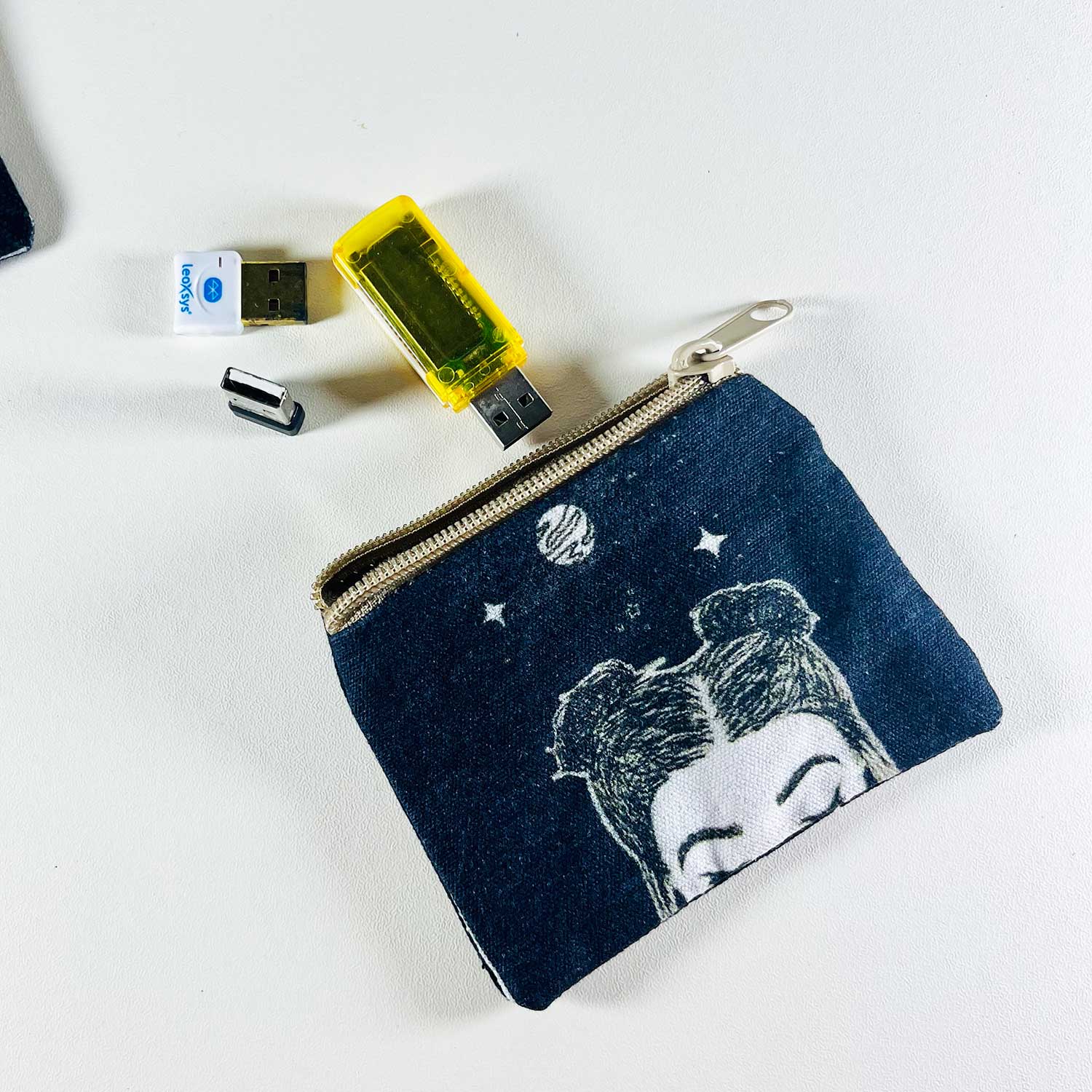 Navy Blue Modern Utility Pouch 4 inches x 4 inches