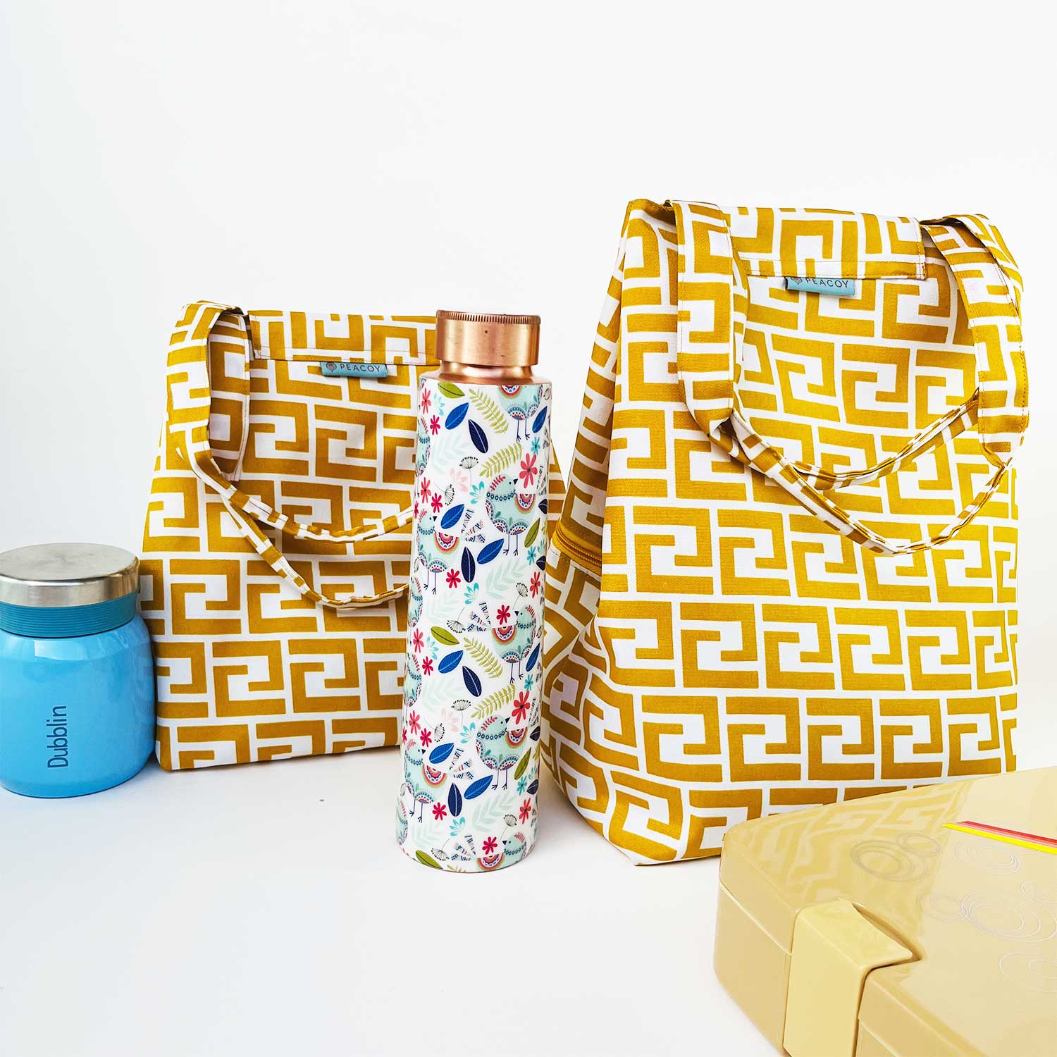Mustard Geometric Lunch Bag
