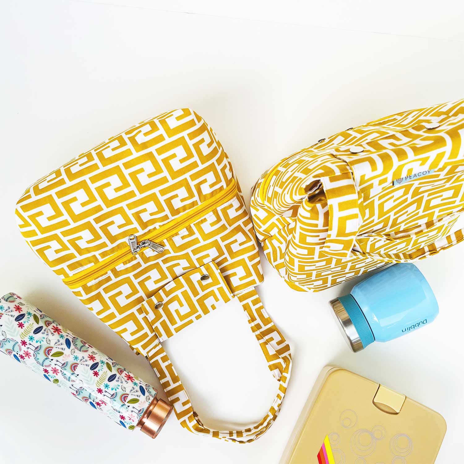 Mustard Geometric Lunch Bag