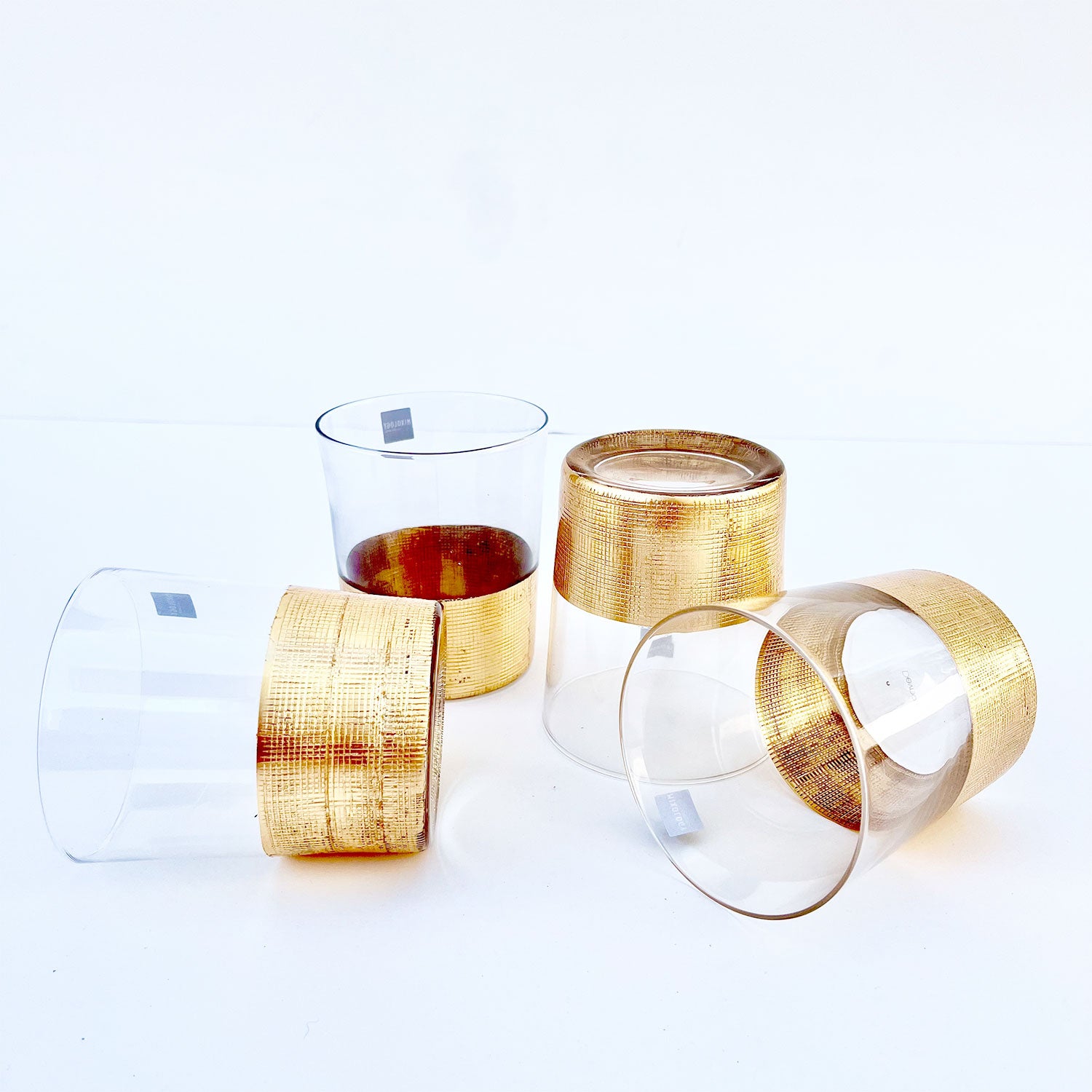 Golden Aesthetic Decorated Drinking Glass  - Set of 6 (4 inches height) | Peacoy