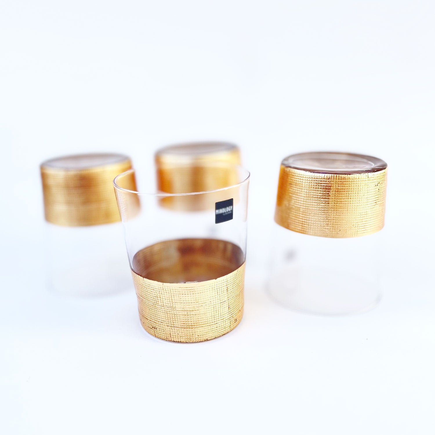 Golden Aesthetic Decorated Drinking Glass  - Set of 6 (4 inches height) | Peacoy