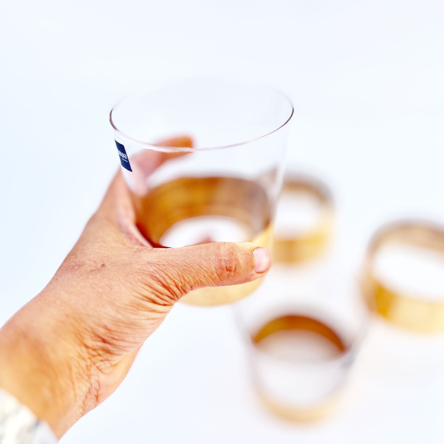 Golden Aesthetic Decorated Drinking Glass  - Set of 6 (4 inches height) | Peacoy