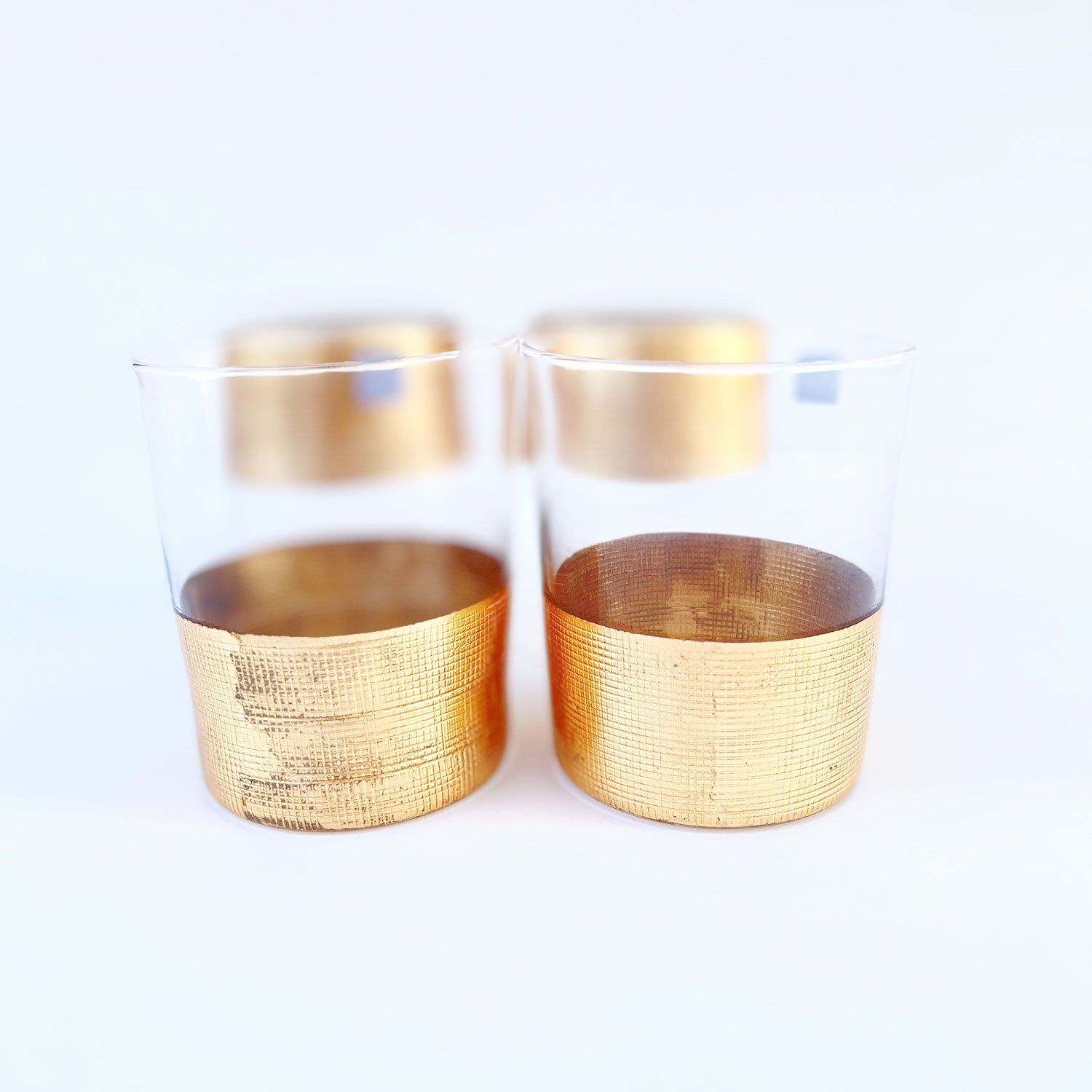 Golden Aesthetic Decorated Drinking Glass  - Set of 6 (4 inches height) | Peacoy