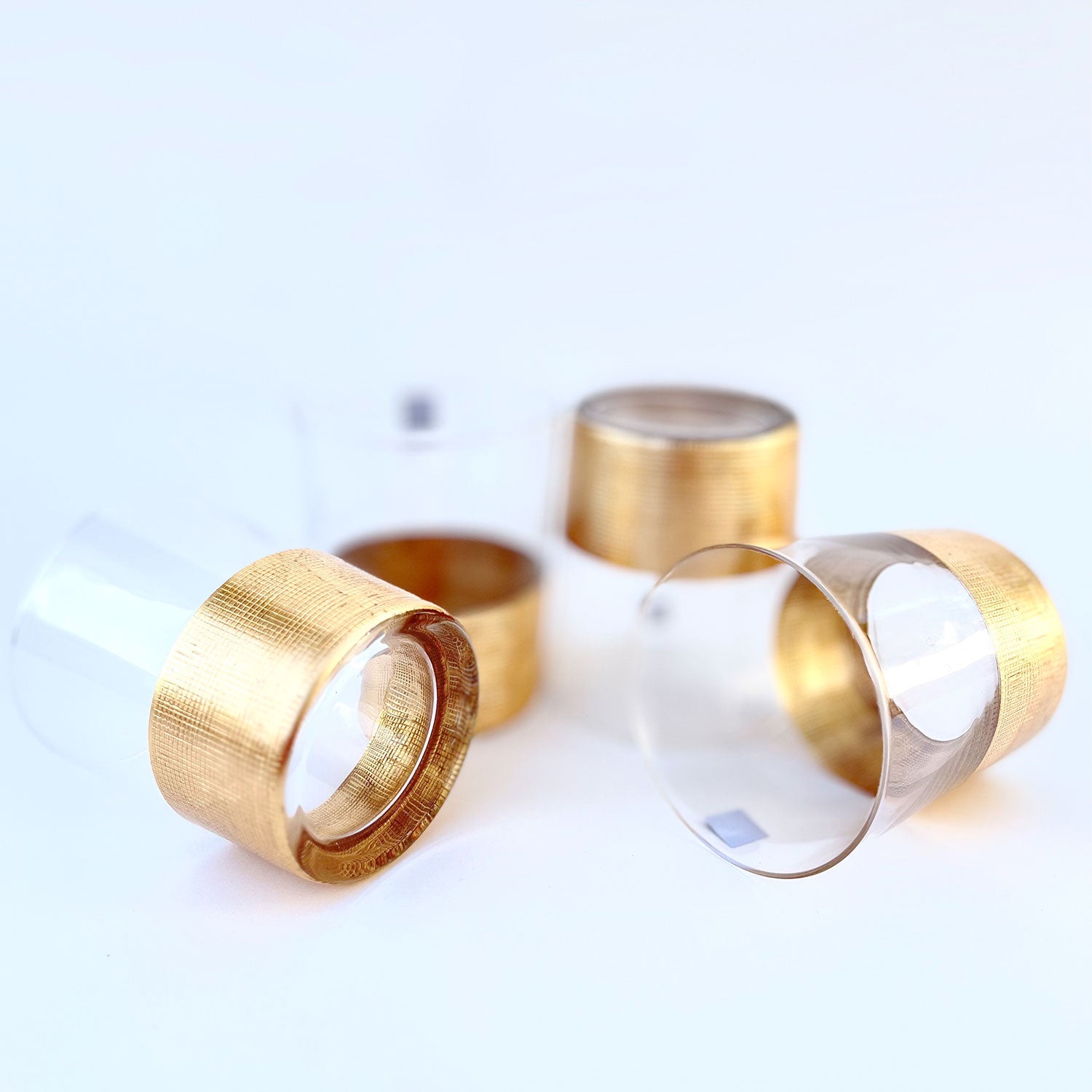 Golden Aesthetic Decorated Drinking Glass  - Set of 6 (4 inches height) | Peacoy