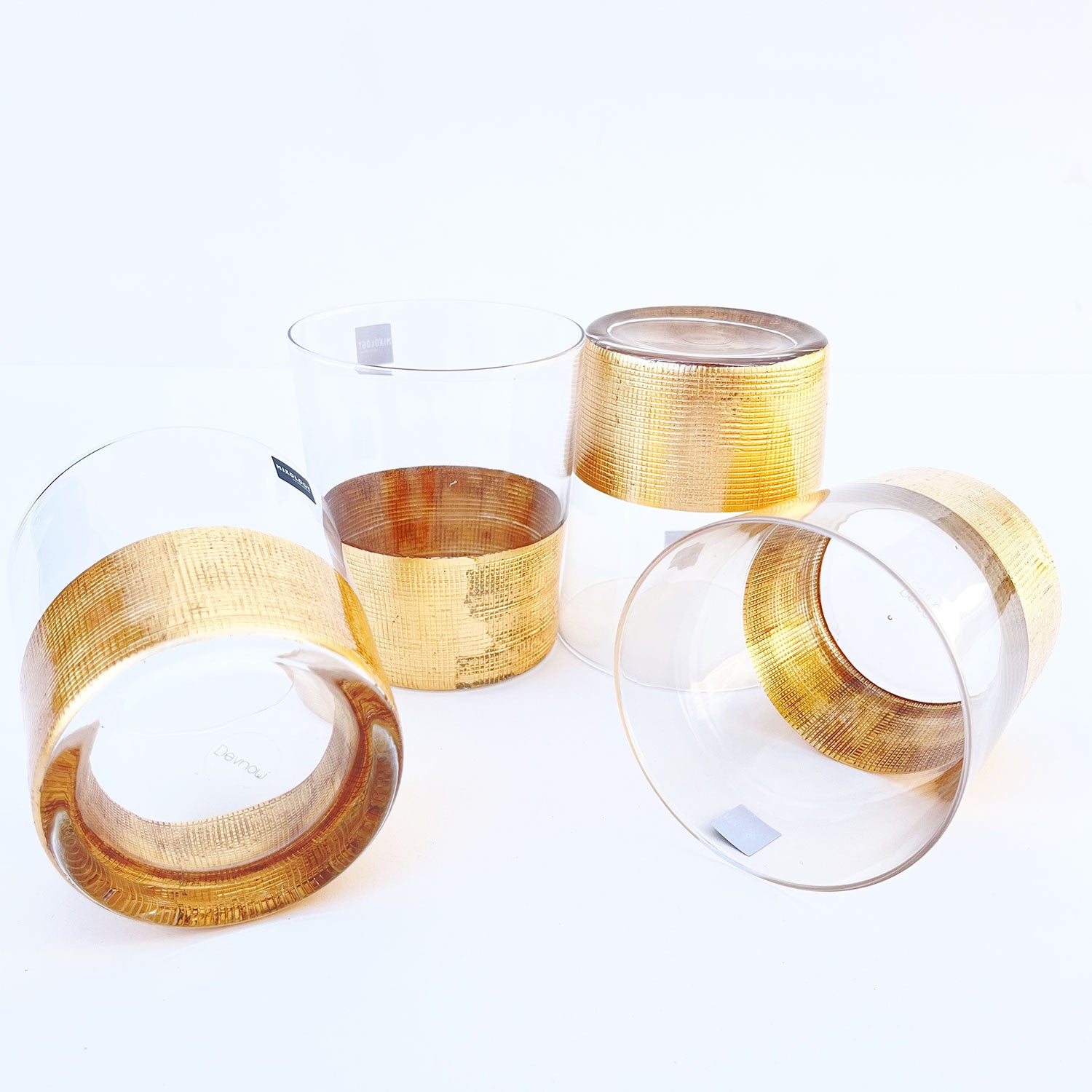 Golden Aesthetic Decorated Drinking Glass  - Set of 6 (4 inches height) | Peacoy