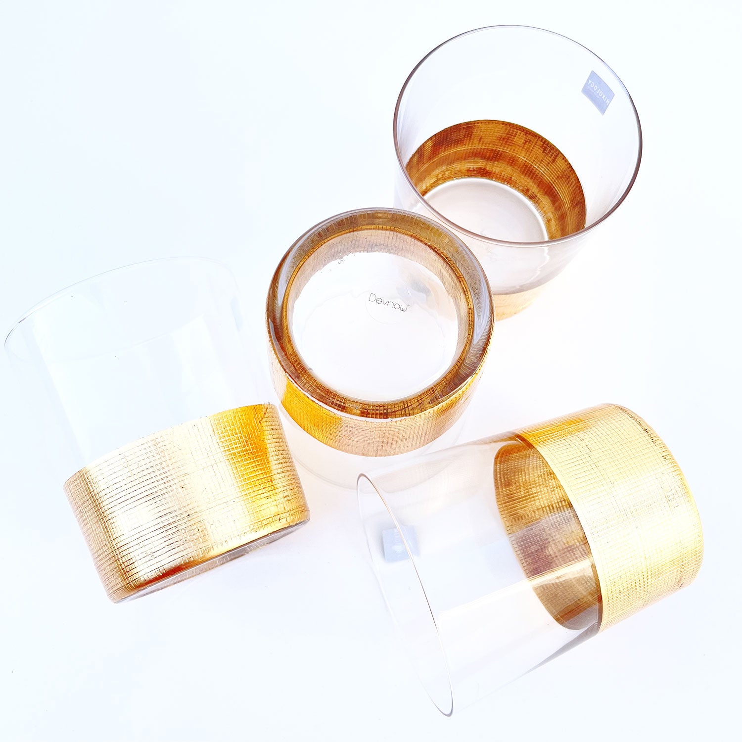 Golden Aesthetic Decorated Drinking Glass  - Set of 6 (4 inches height) | Peacoy