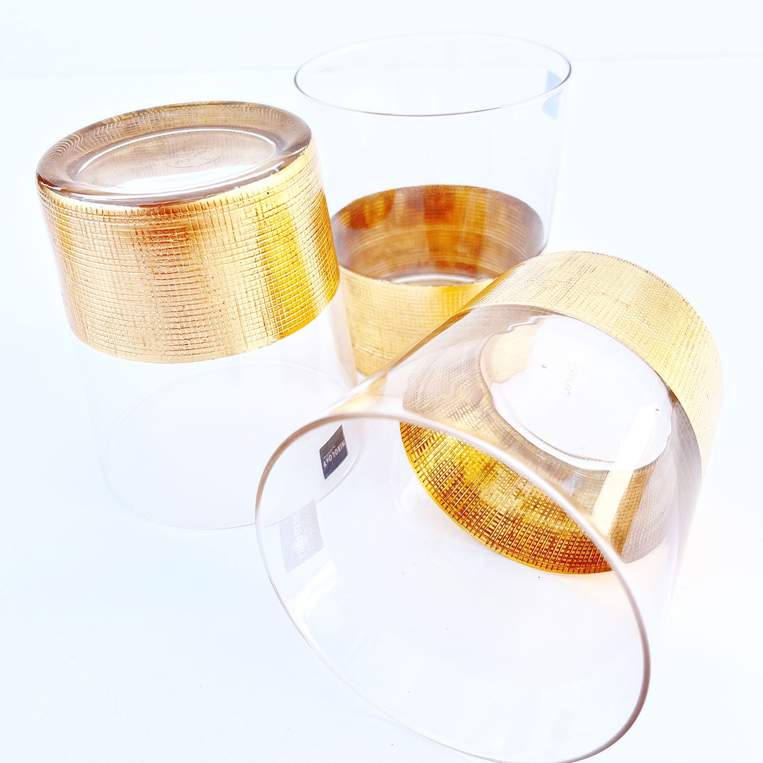 Golden Aesthetic Decorated Drinking Glass  - Set of 6 (4 inches height) | Peacoy