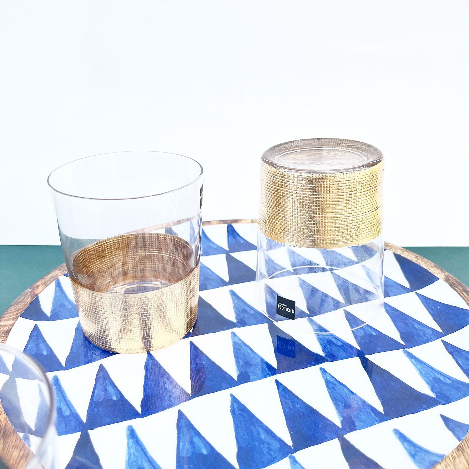 Golden Aesthetic Decorated Drinking Glass  - Set of 6 (4 inches height) | Peacoy