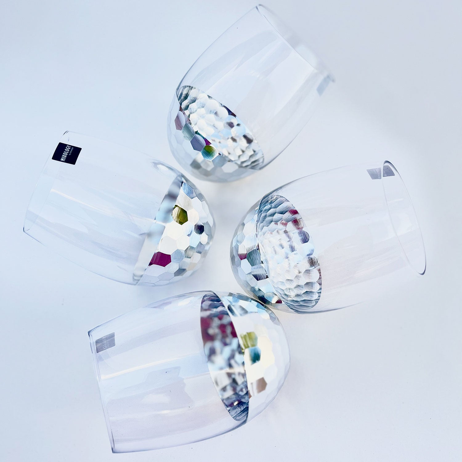 Exotic Silver Decorated Drinking Glass For Juice, Cocktails & Drinks - Set of 6 (5 inches height) | Peacoy