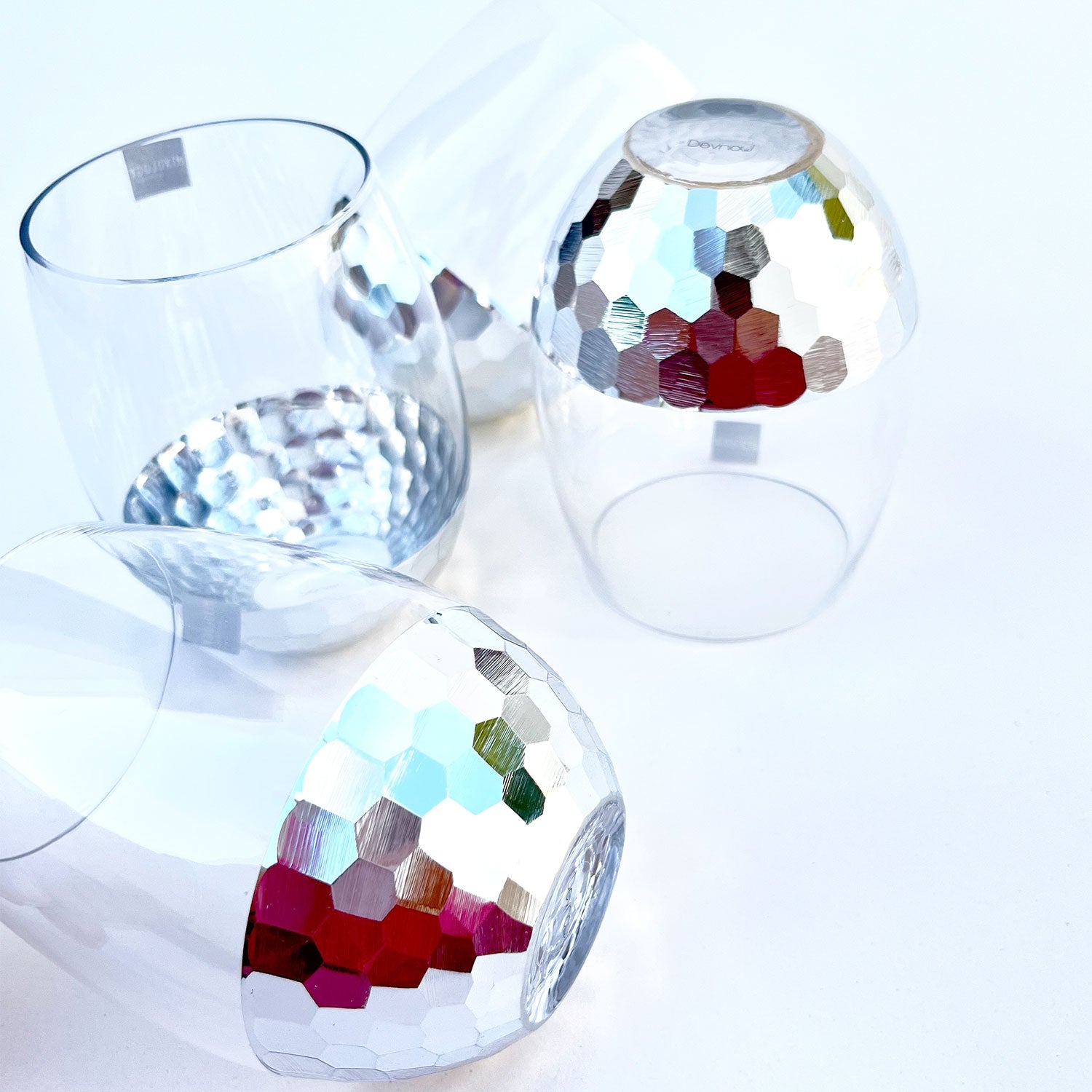 Exotic Silver Decorated Drinking Glass For Juice, Cocktails & Drinks - Set of 6 (5 inches height) | Peacoy