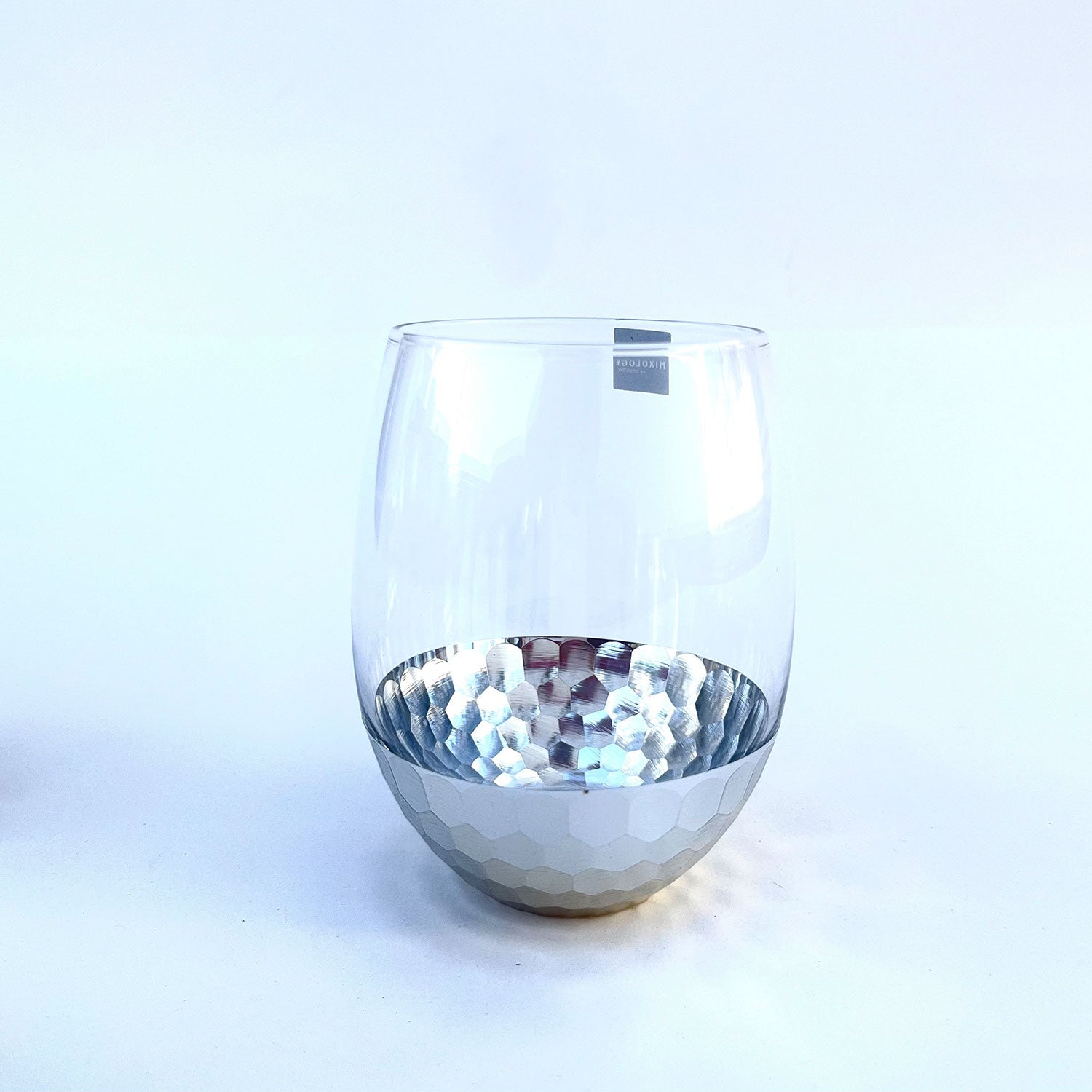 Exotic Silver Decorated Drinking Glass For Juice, Cocktails & Drinks - Set of 6 (5 inches height) | Peacoy