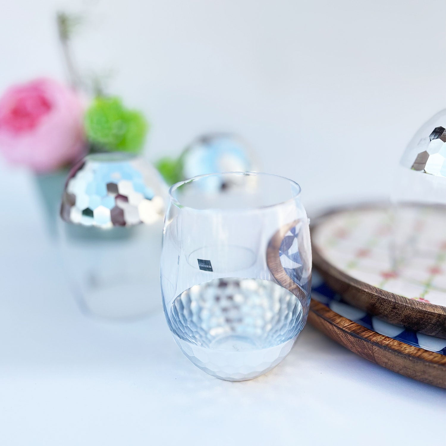 Exotic Silver Decorated Drinking Glass For Juice, Cocktails & Drinks - Set of 6 (5 inches height) | Peacoy