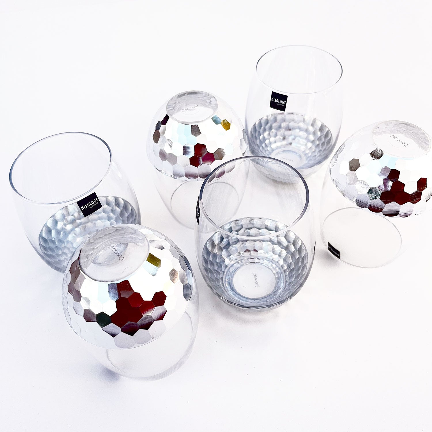 Exotic Silver Decorated Drinking Glass For Juice, Cocktails & Drinks - Set of 6 (5 inches height) | Peacoy