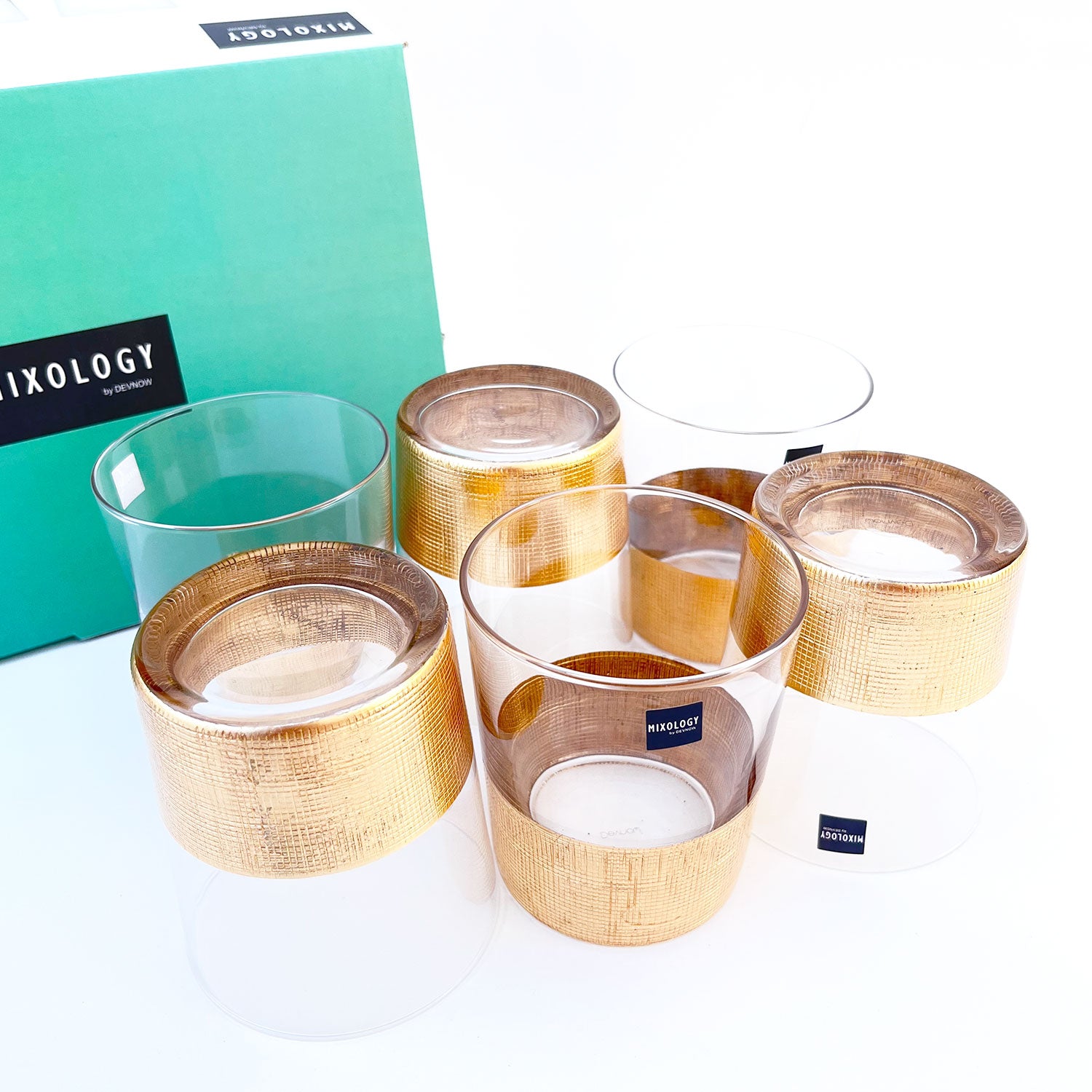 Golden Aesthetic Decorated Drinking Glass  - Set of 6 (4 inches height) | Peacoy