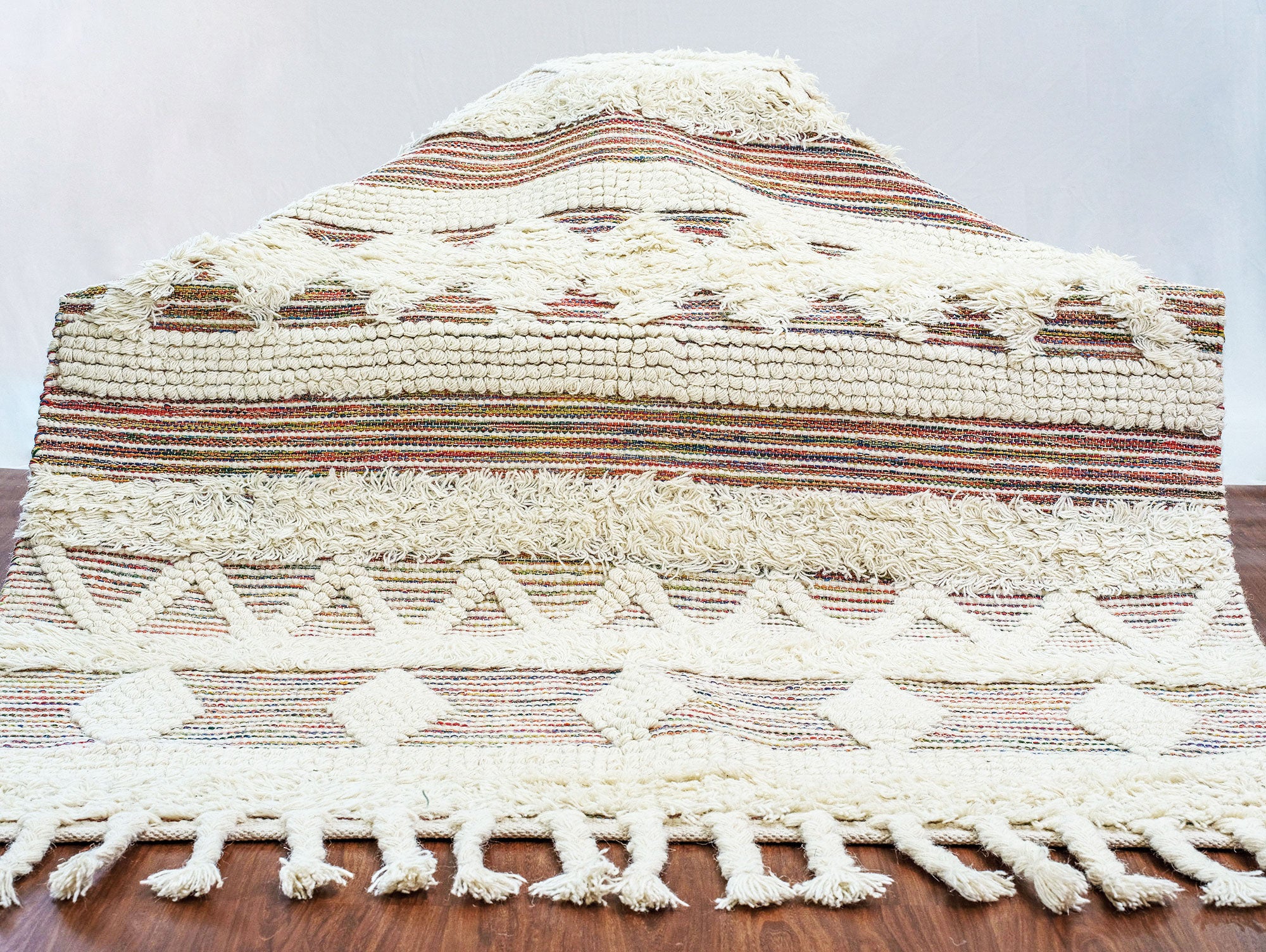 Bohemian Love Cotton & Wool Cream Shaggy Rug - 6 ft x 4 ft