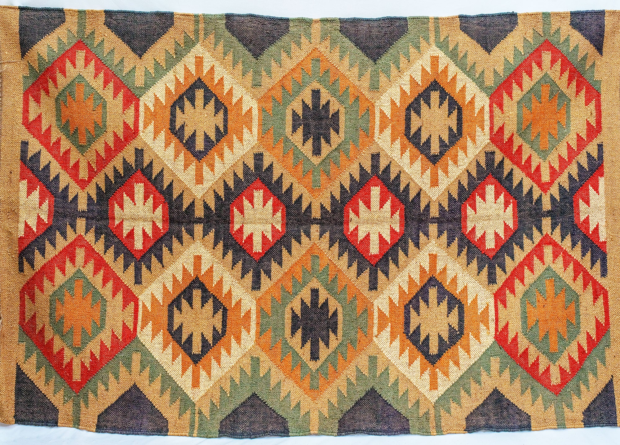 Magnificent Multicolor Premium Wool Jute Kilim Rug - 6 ft x 4 ft | Peacoy