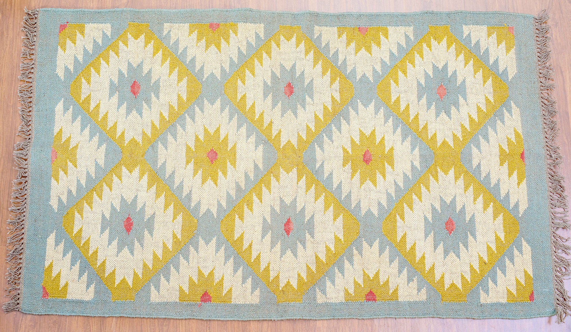 Elegant Mustard Premium Wool Jute Kilim Rug - 5ft x 3 ft