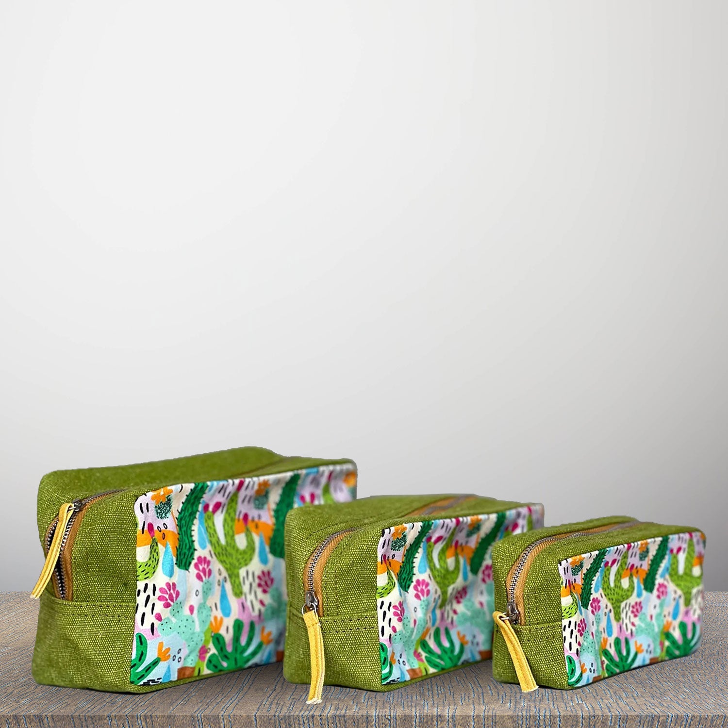Cactus Printed Toiletry Pouches (3 Pouches)