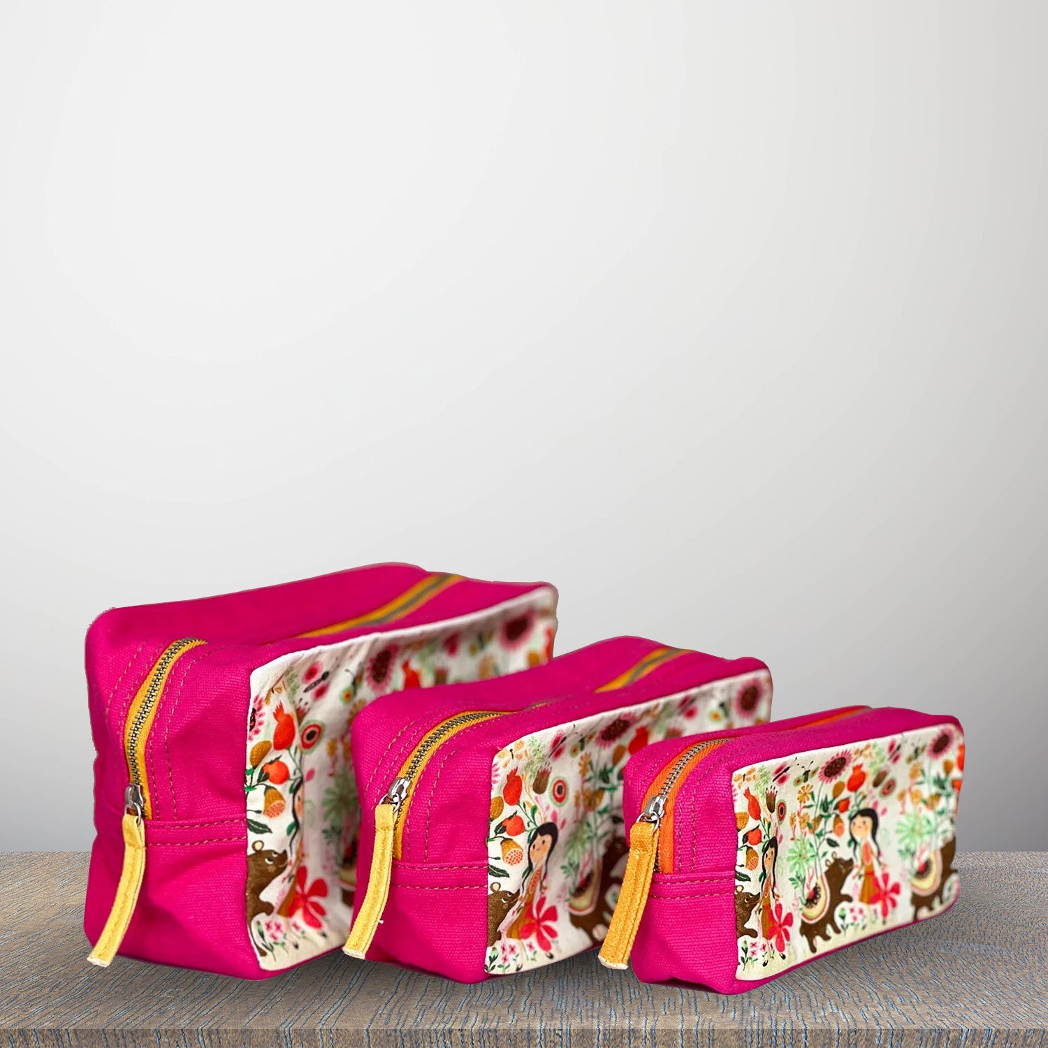 Dark Pink Toiletry Pouches (3 Pouches)