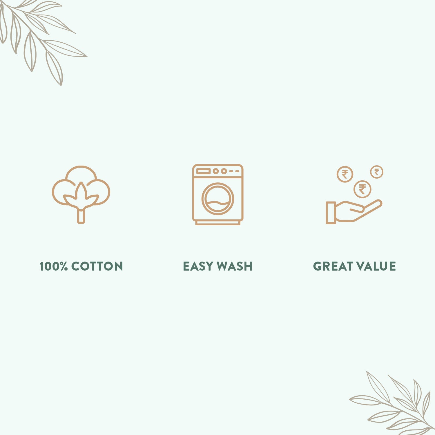 Valley of Flowers White Block Printed 210 Thread Count Cotton Double Bedsheet Set With 2 Pillow Covers - (90 inches x 100 inches)