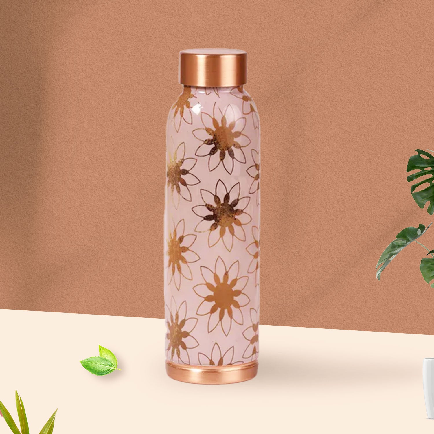 Aesthetic Flowers 100% Pure Copper Bottle - 1000 ml
