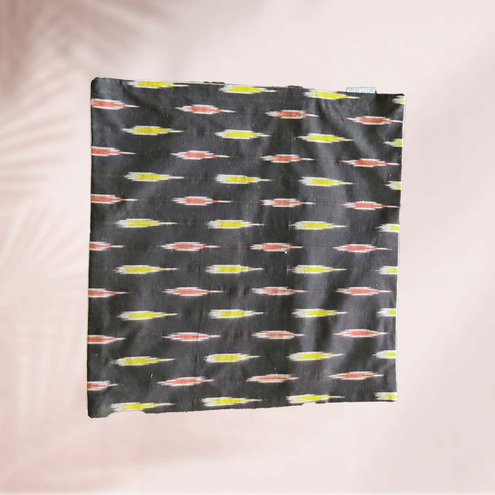 Black Abstract 100% Cotton Cushion Cover - 16 x 16 inches
