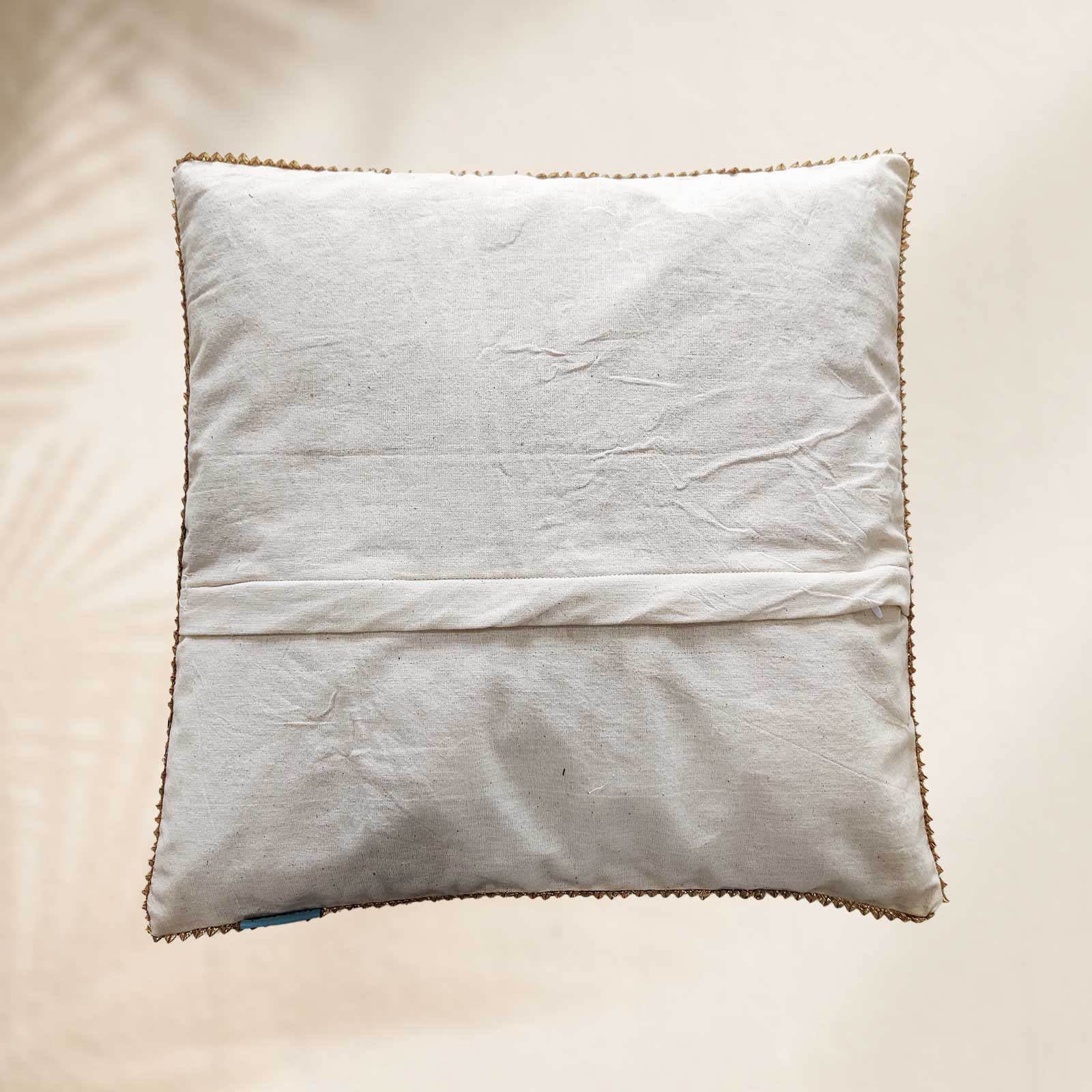 Zig-Zag Black & White Pure Cotton Cushion Cover - 16 x 16 inches