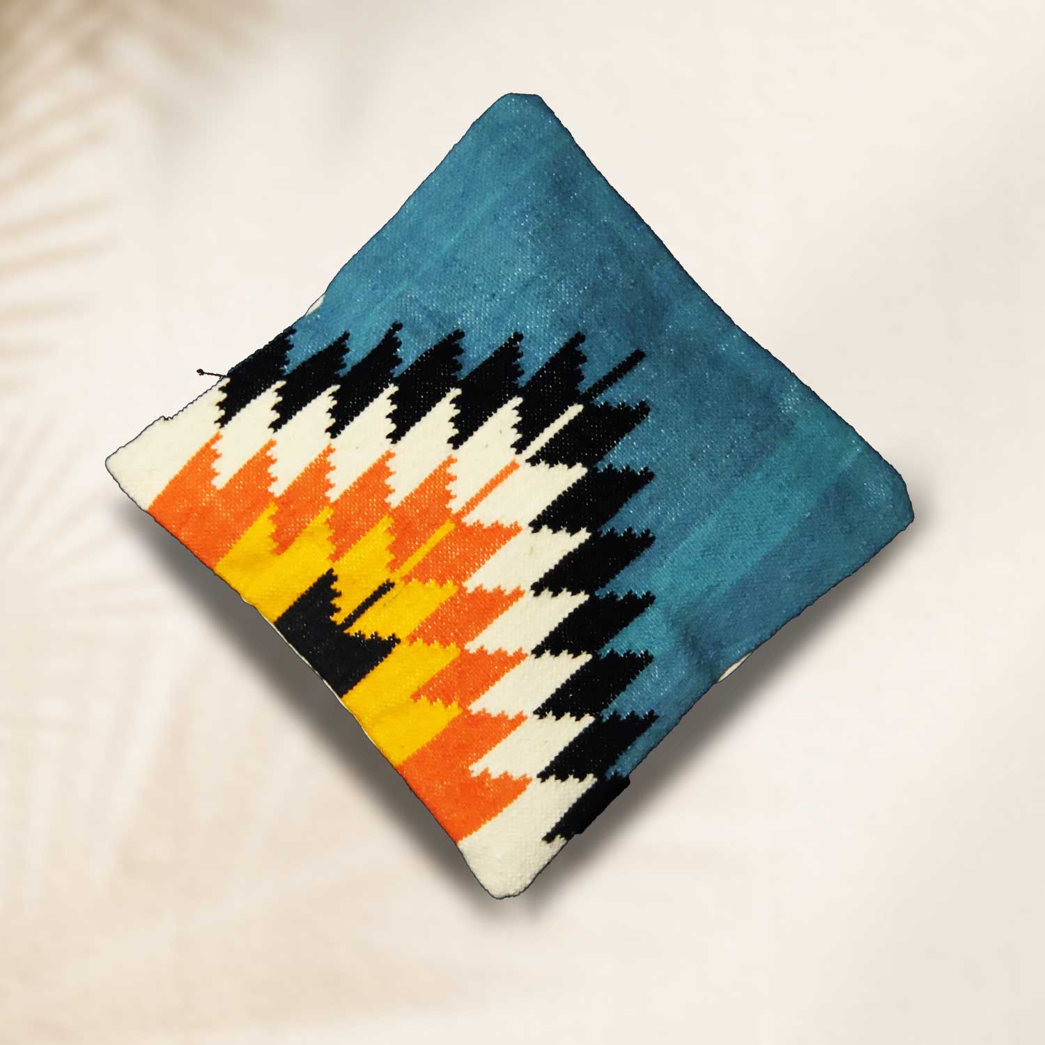 Multicolor Statement Handwoven Wool Cushion Cover - 18 x 18 inches