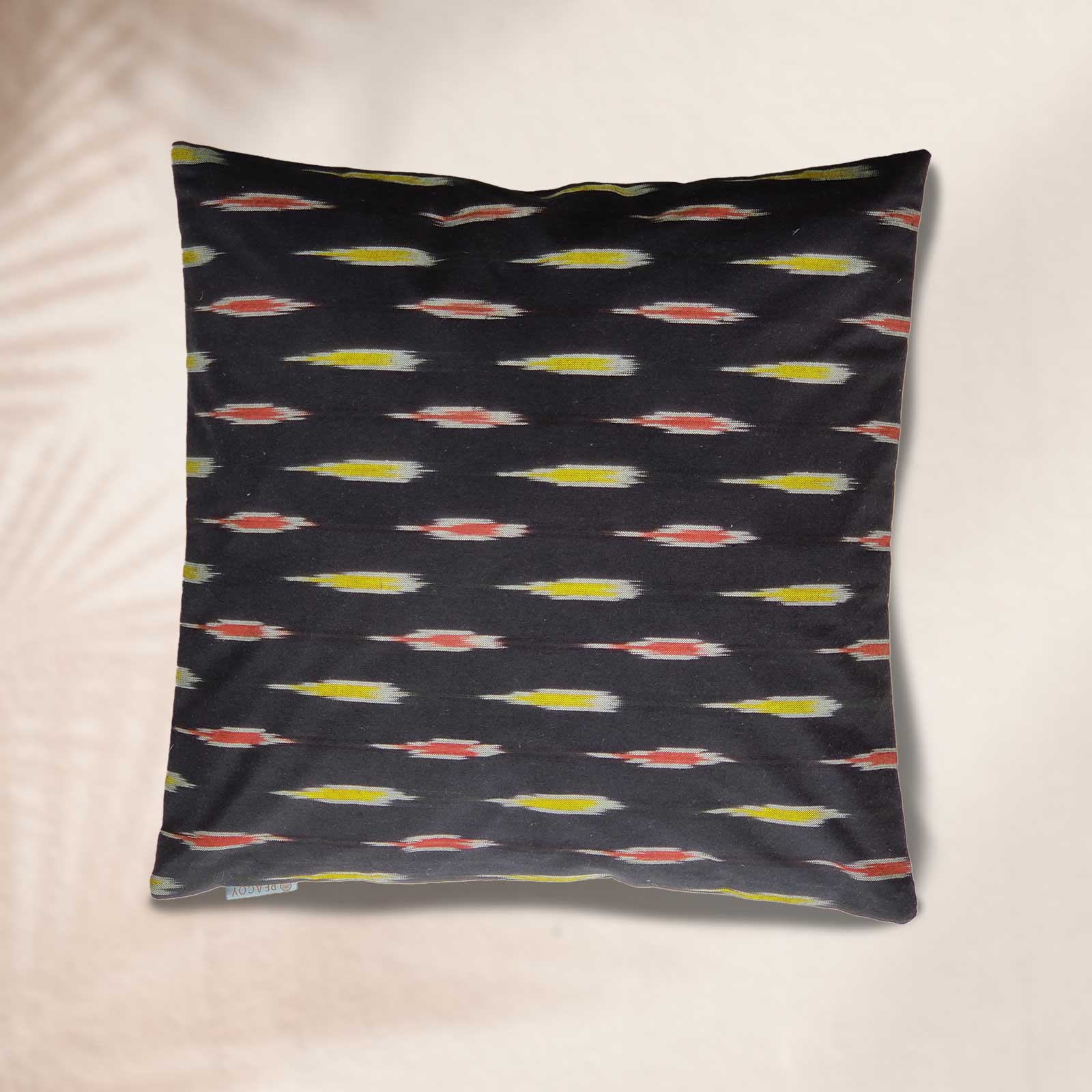 Black Abstract 100% Cotton Cushion Cover - 16 x 16 inches