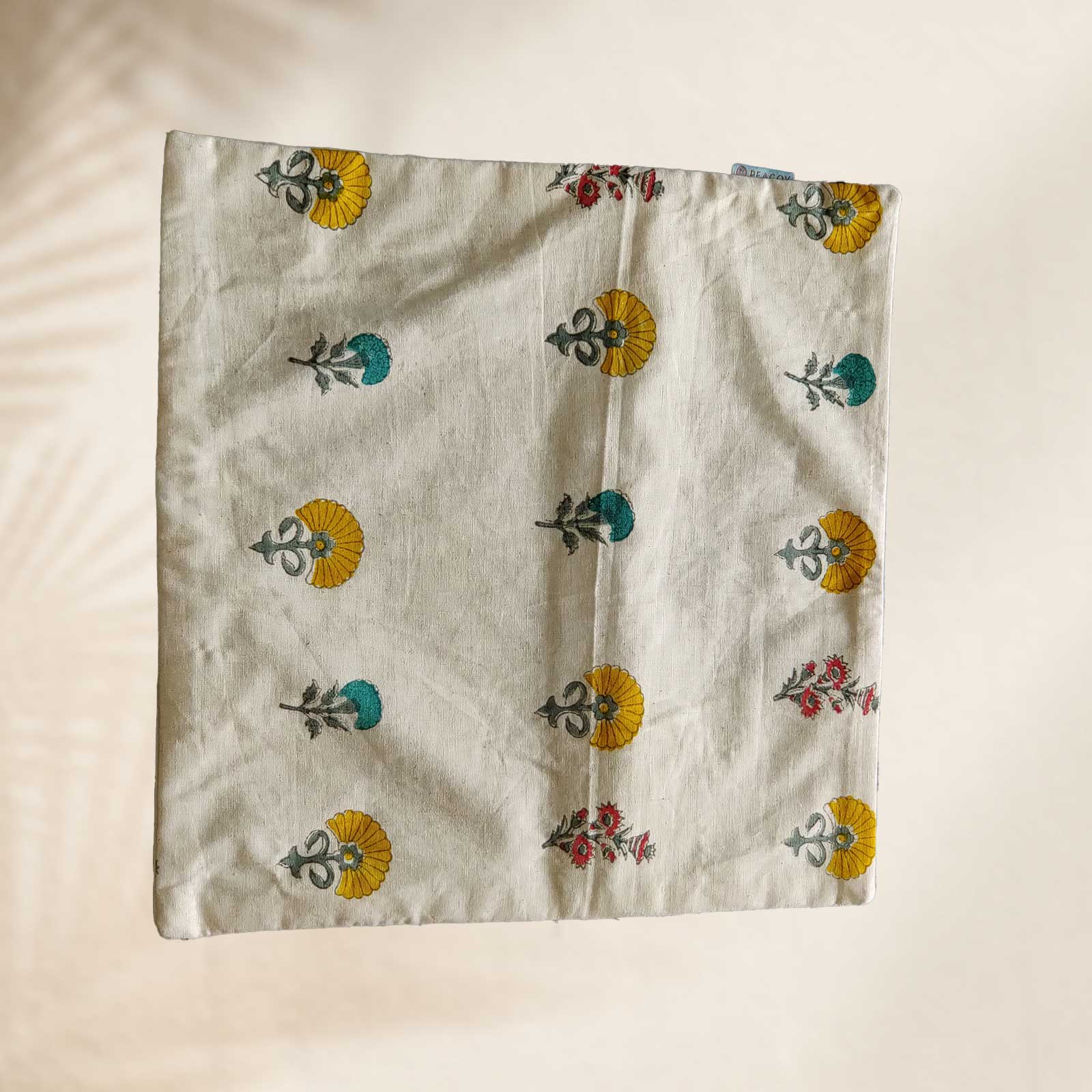 White Abstract Pure Cotton Cushion Cover - 16 x 16 inches