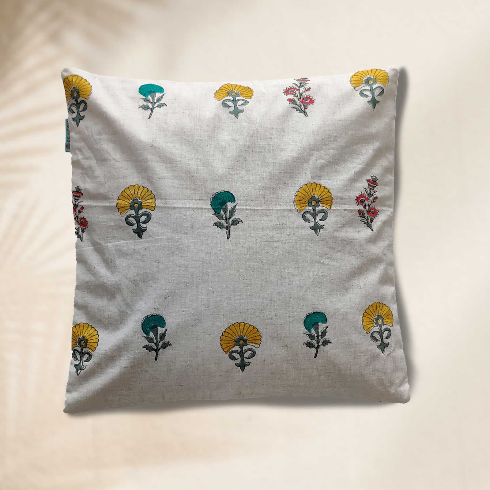 White Abstract Pure Cotton Cushion Cover - 16 x 16 inches