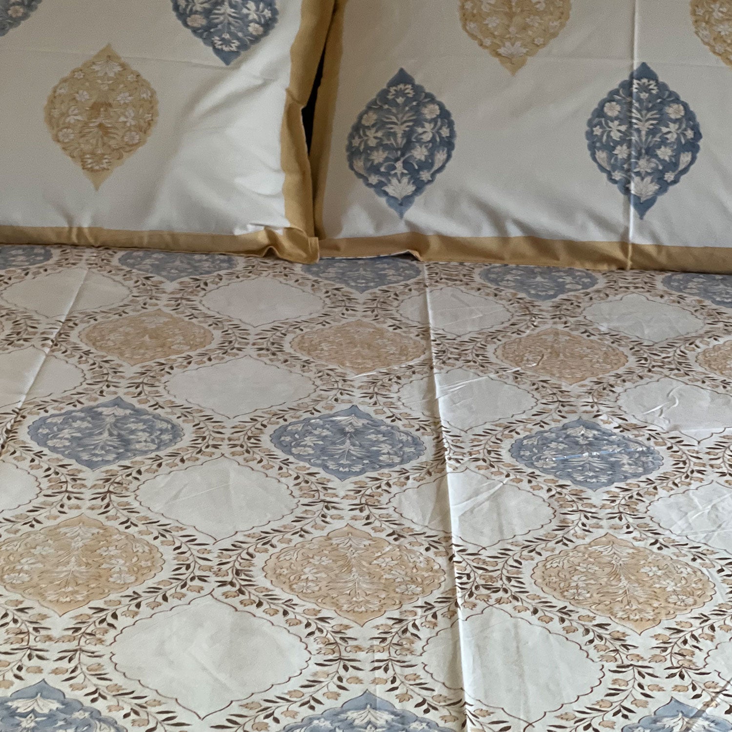 Grey and Brown color Bedsheet