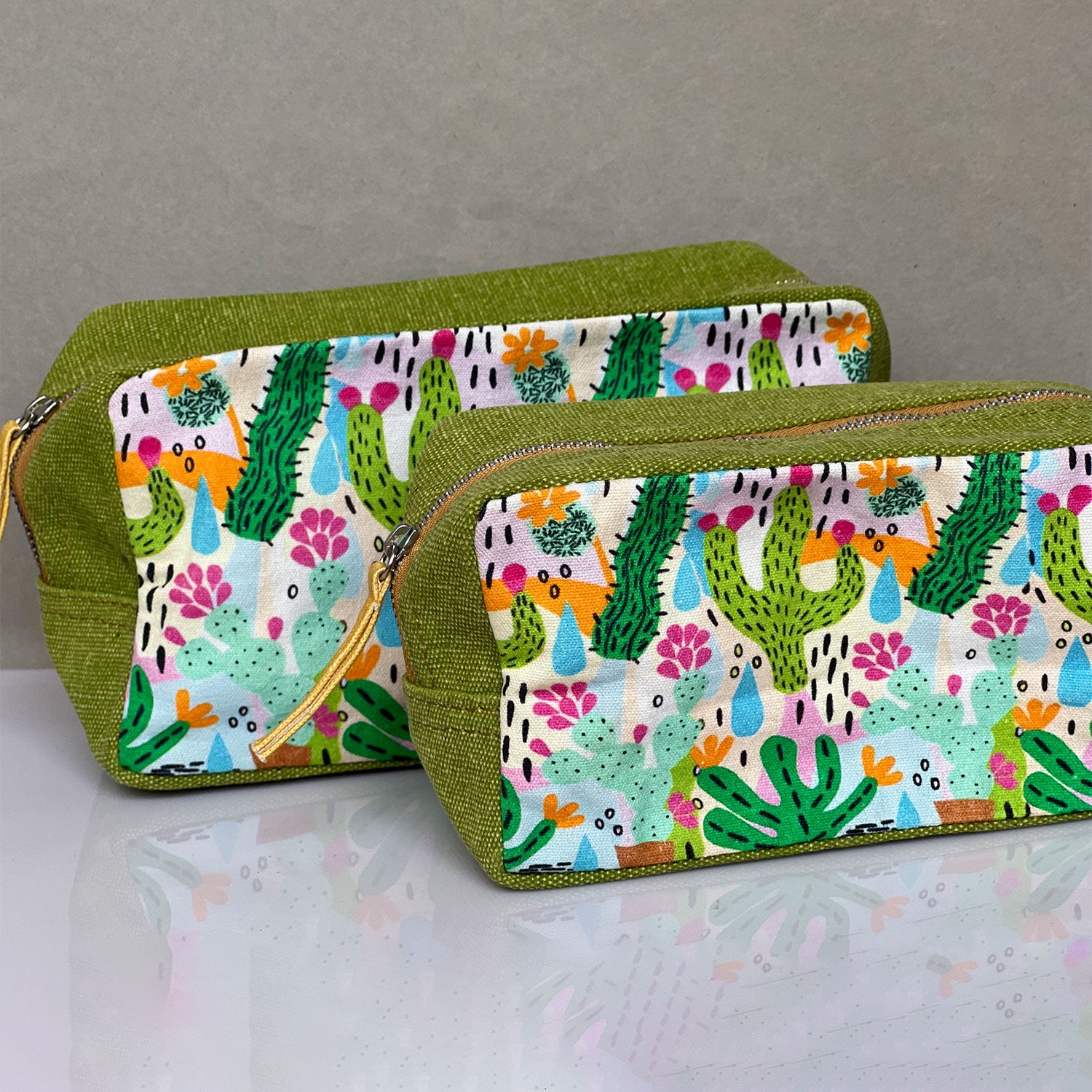 Cactus Printed Toiletry Pouches (3 Pouches)