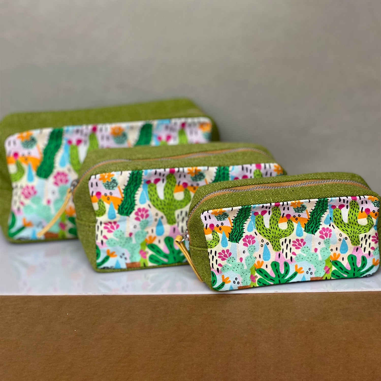 Cactus Printed Toiletry Pouches (3 Pouches)