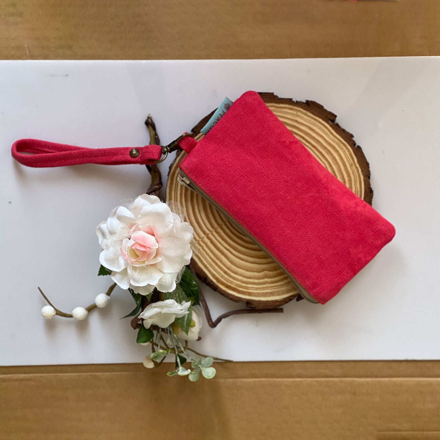 100% Cotton White Utility Pouch With Initial B - 7 inches x 5 inches | Peacoy