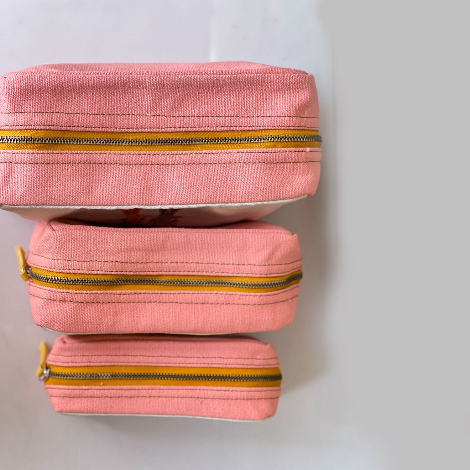 Rabbit Printed Light Pink Toiletry Pouches (3 Pouches)